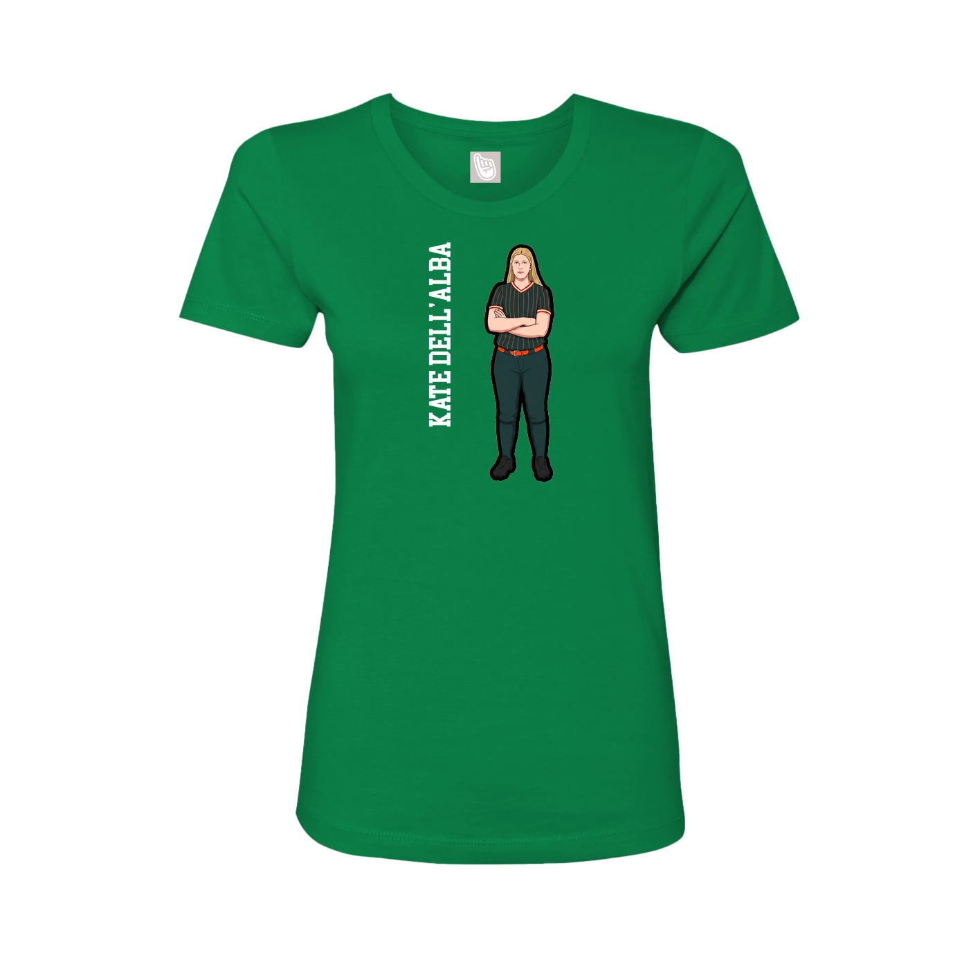 Fitted Women's Tee — Name Vertical in Green