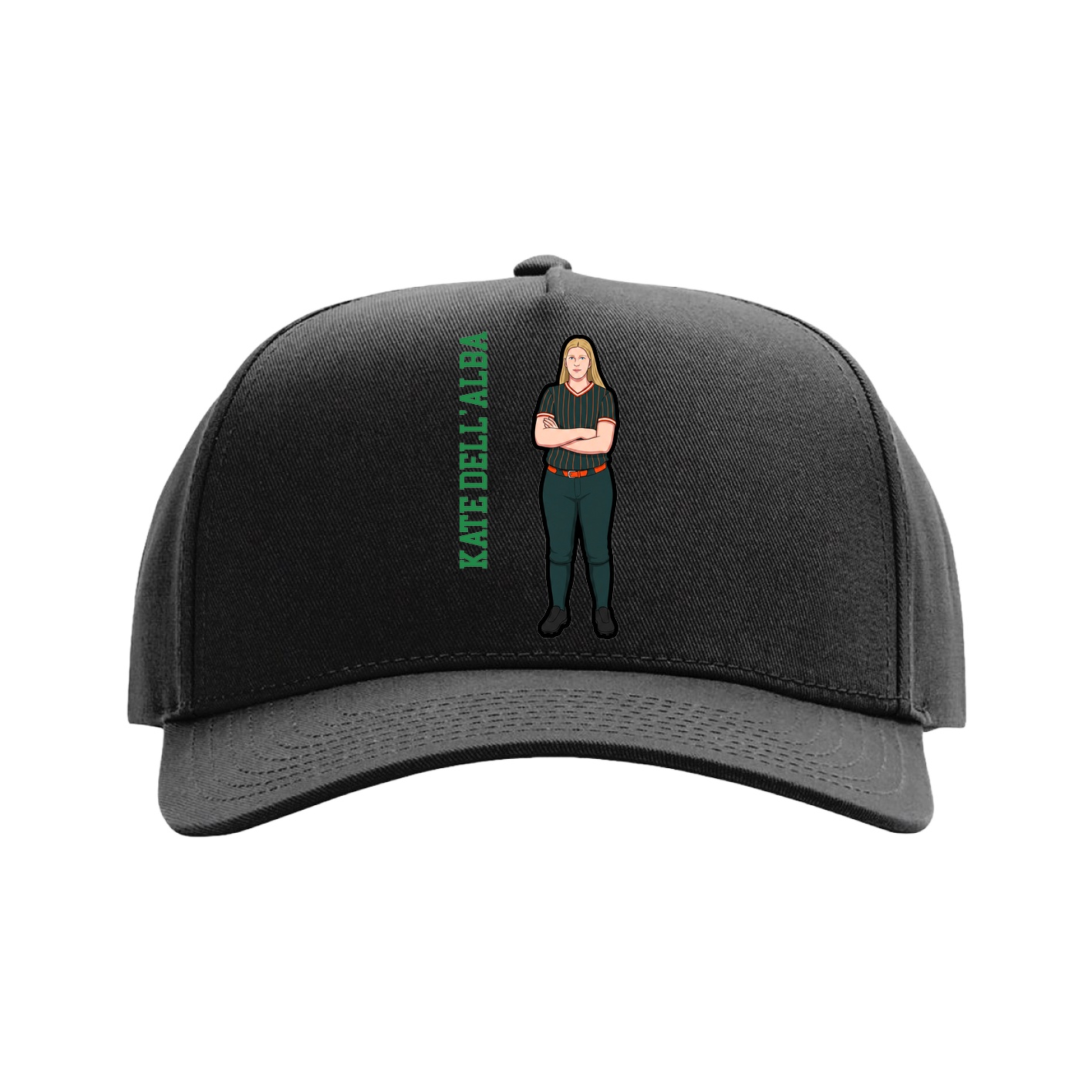 Full Fabric Five-Panel Champ Cap — Name Vertical in Black