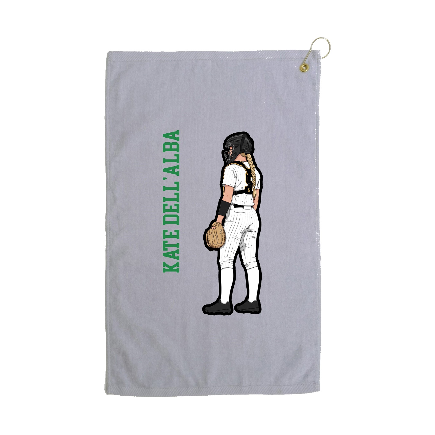 Golf Towel — Name Vertical in Grey