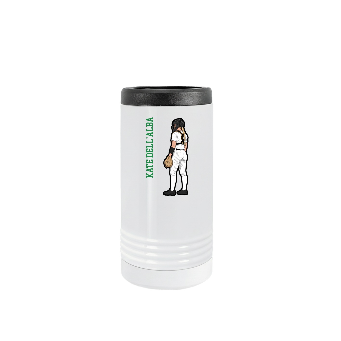 Slim Beverage Holder — Name Vertical in White