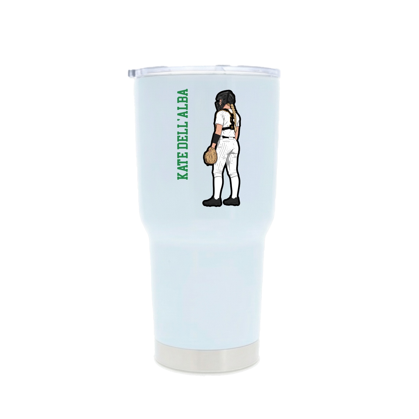 30oz Stainless Steel Tumbler — Name Vertical in White