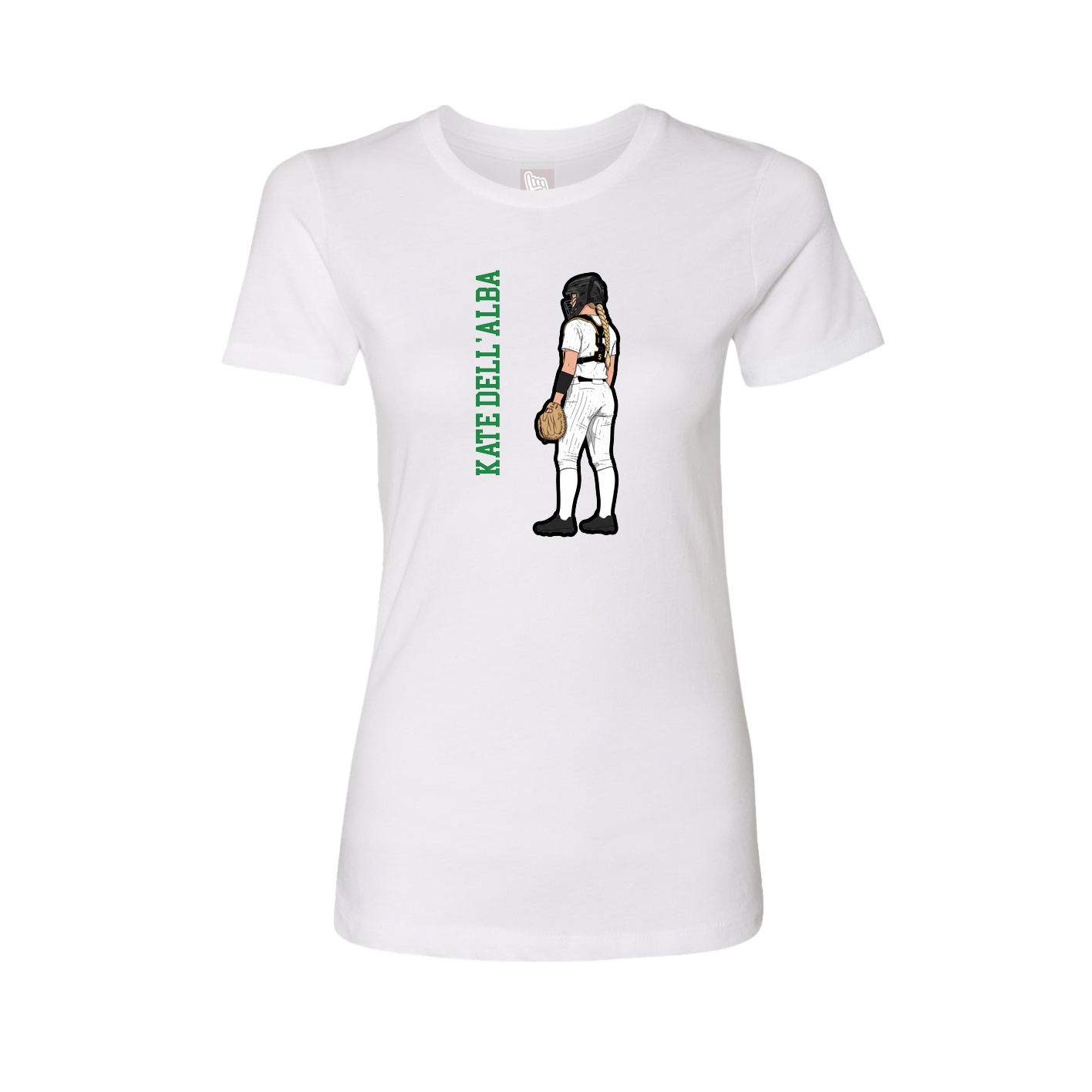 Fitted Women's Tee — Name Vertical in White