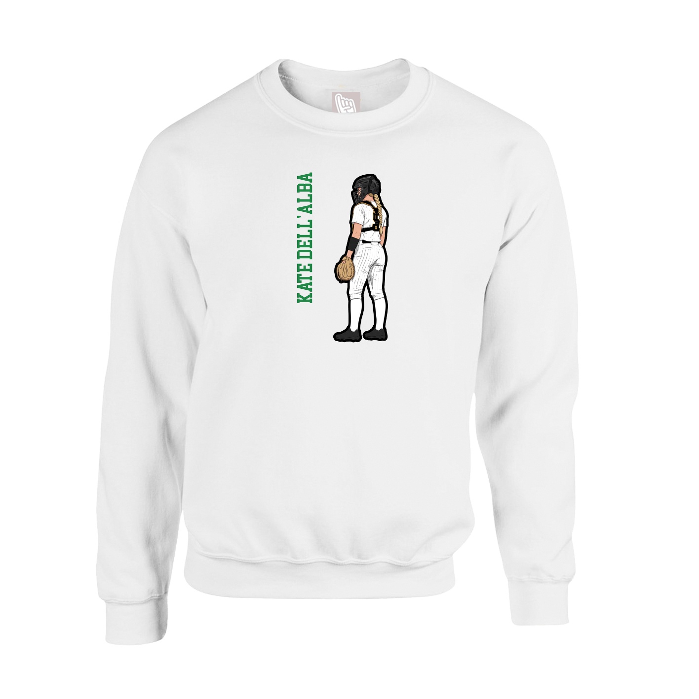 Fleece Crew — Name Vertical in White