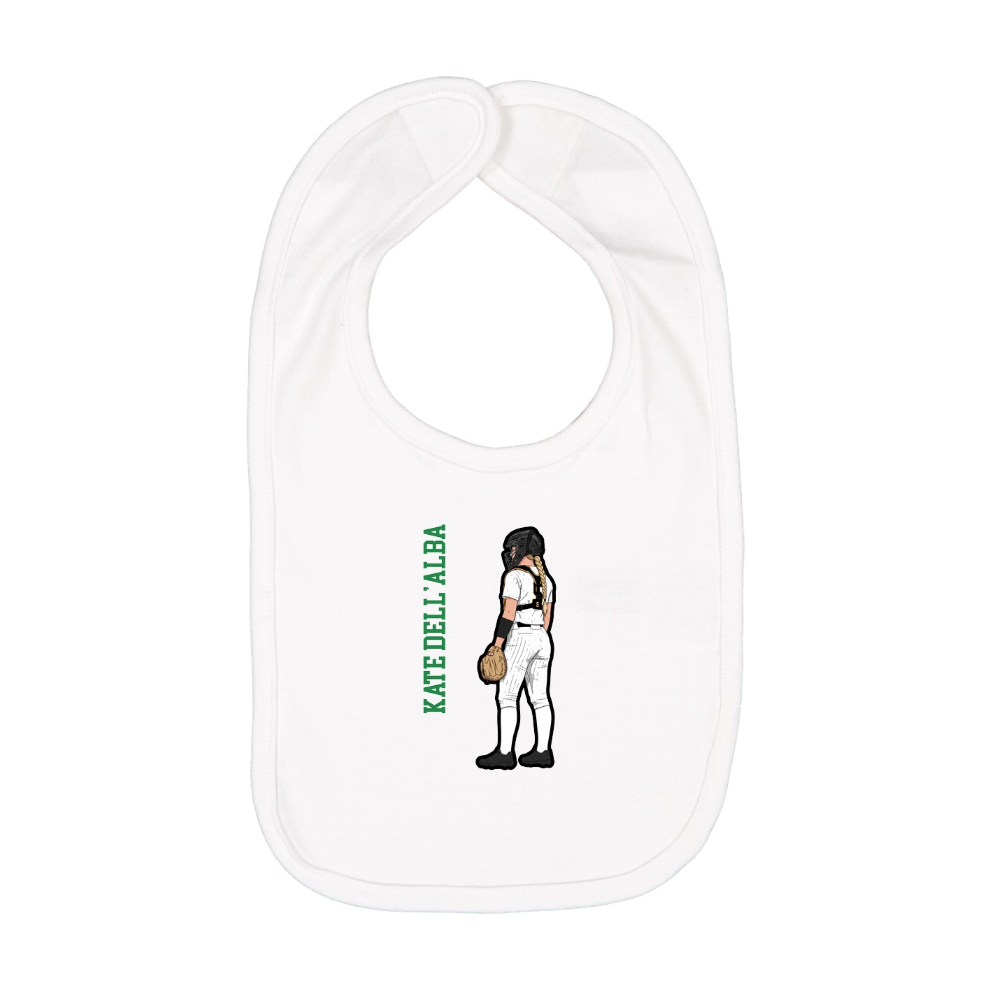 Infant Bib — Name Vertical in White
