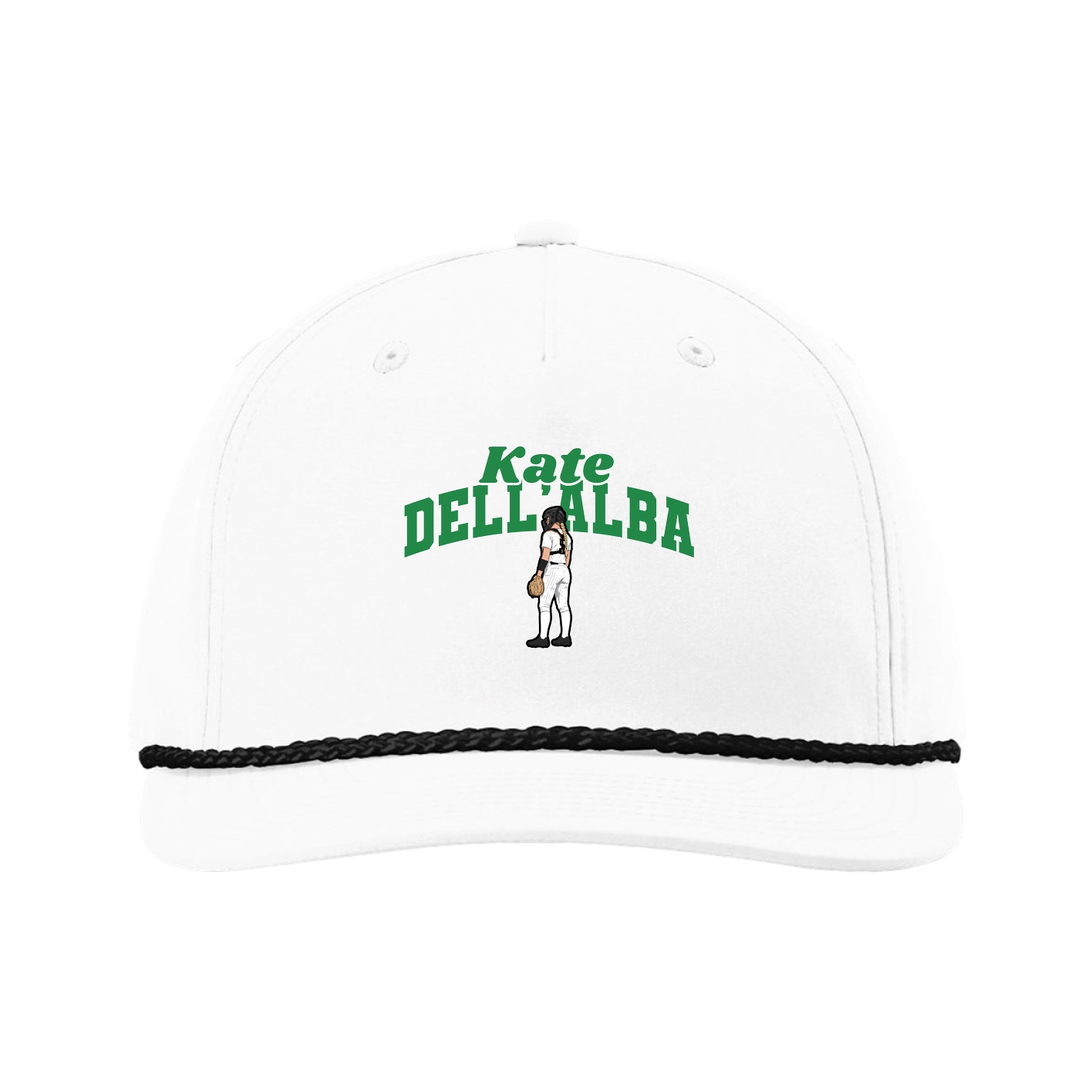 Five-Panel Classic Rope Cap — Signature Arch in White