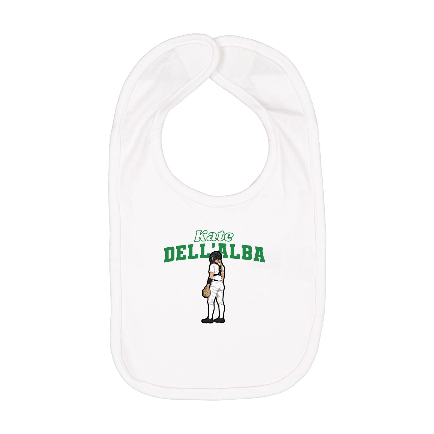 Infant Bib — Name Arch in White