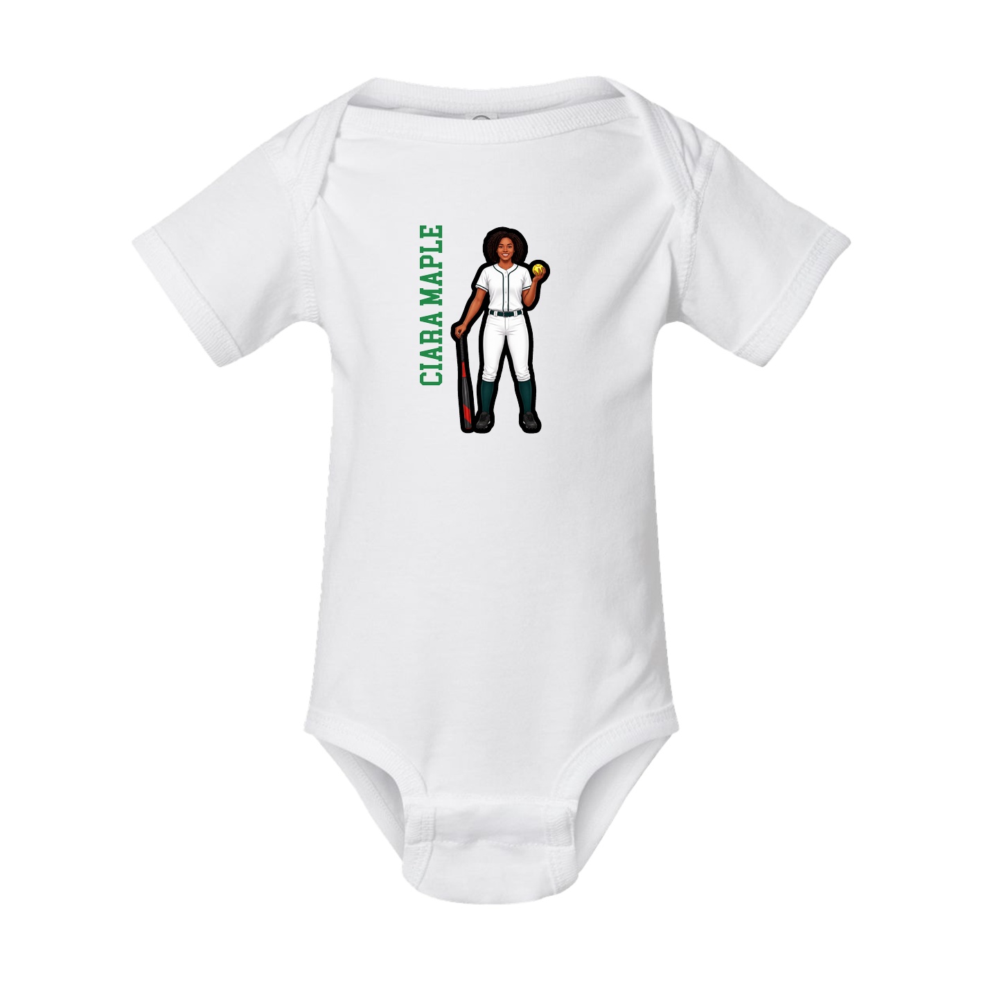 Baby Onesie — Name Vertical in White