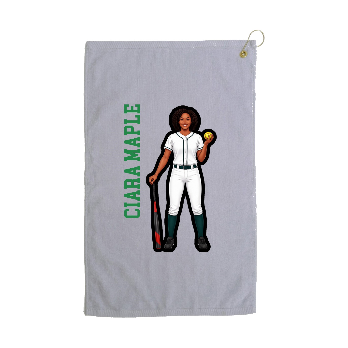 Golf Towel — Name Vertical in Grey