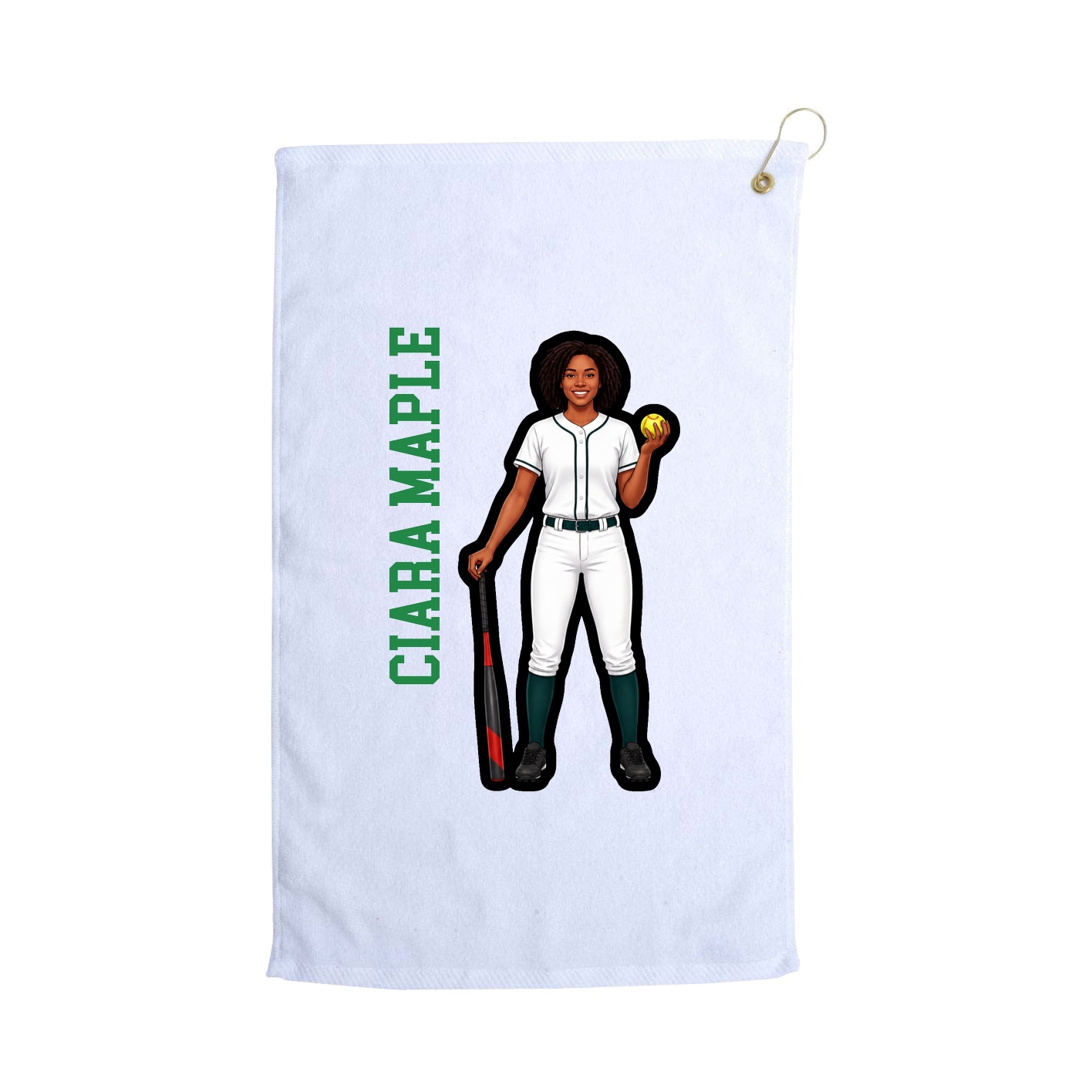 Golf Towel — Name Vertical in White