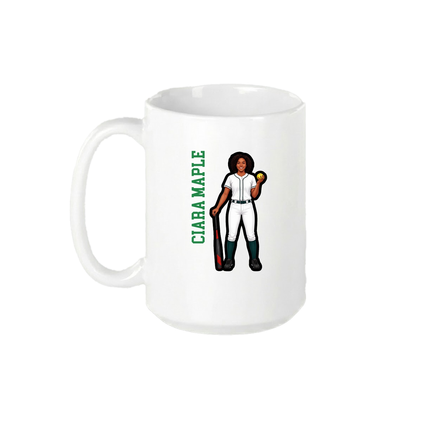 15oz Coffee Mug — Name Vertical in White