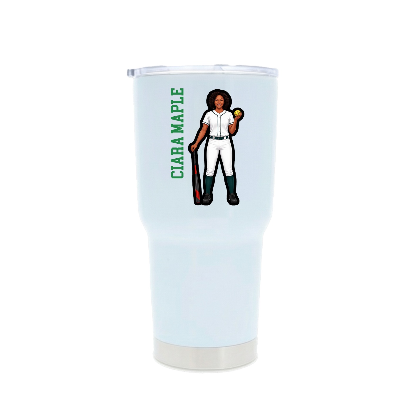 30oz Stainless Steel Tumbler — Name Vertical in White