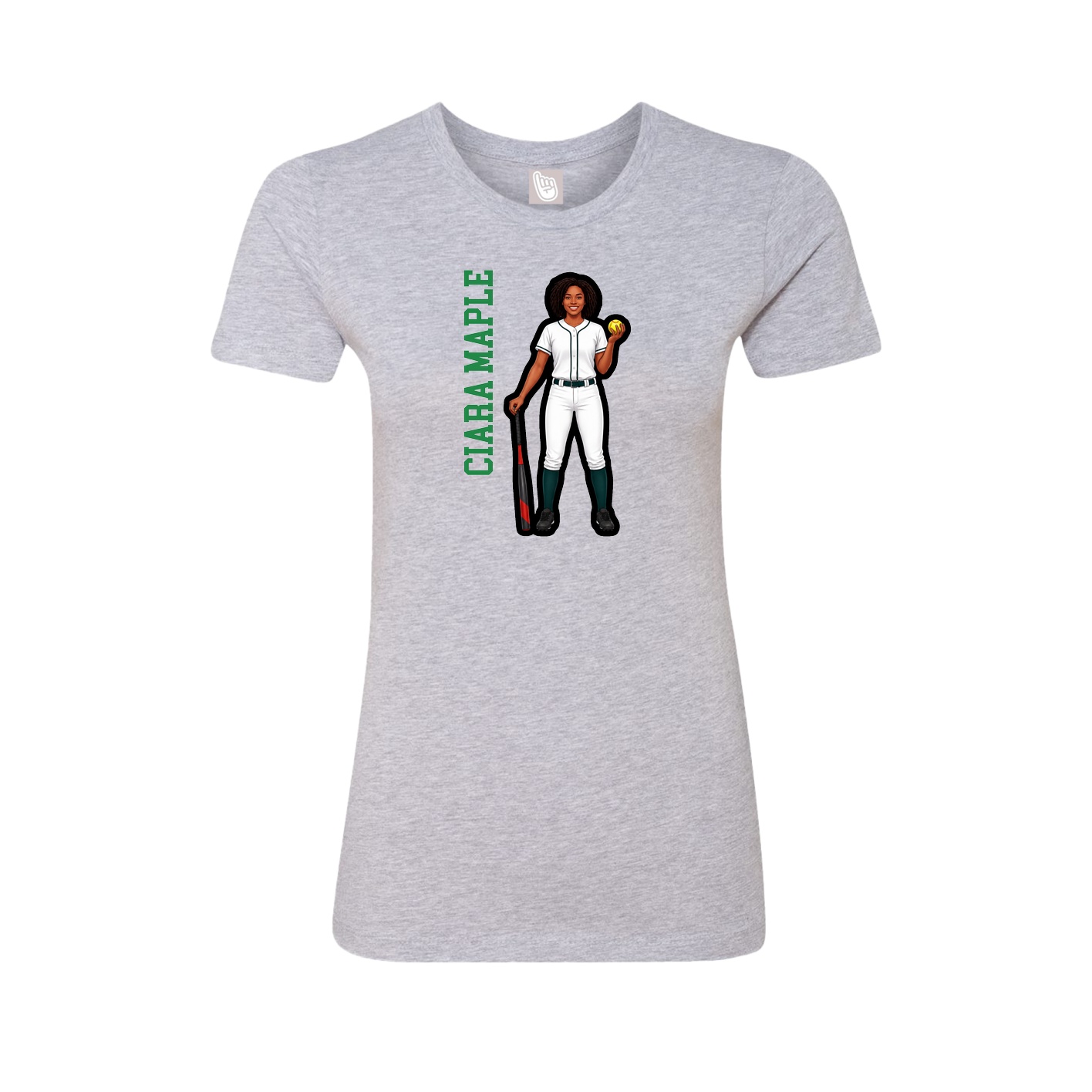 Fitted Women's Tee — Name Vertical in Grey