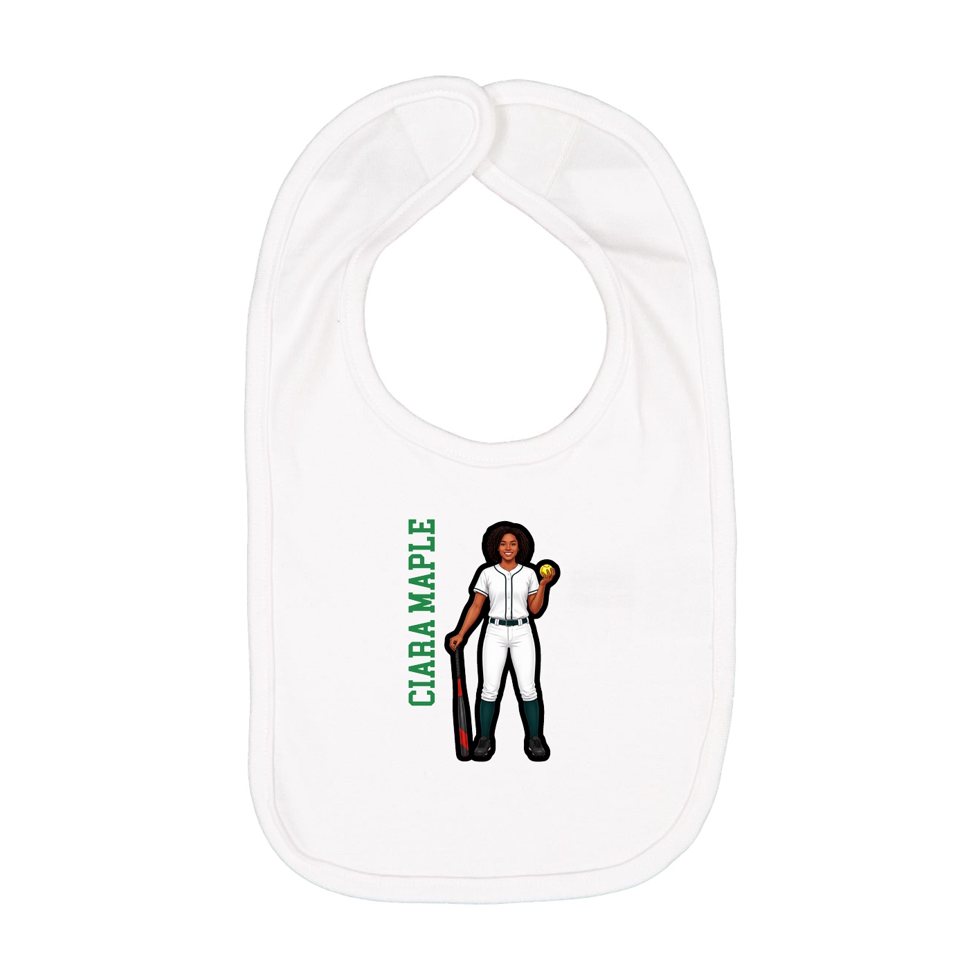 Infant Bib — Name Vertical in White