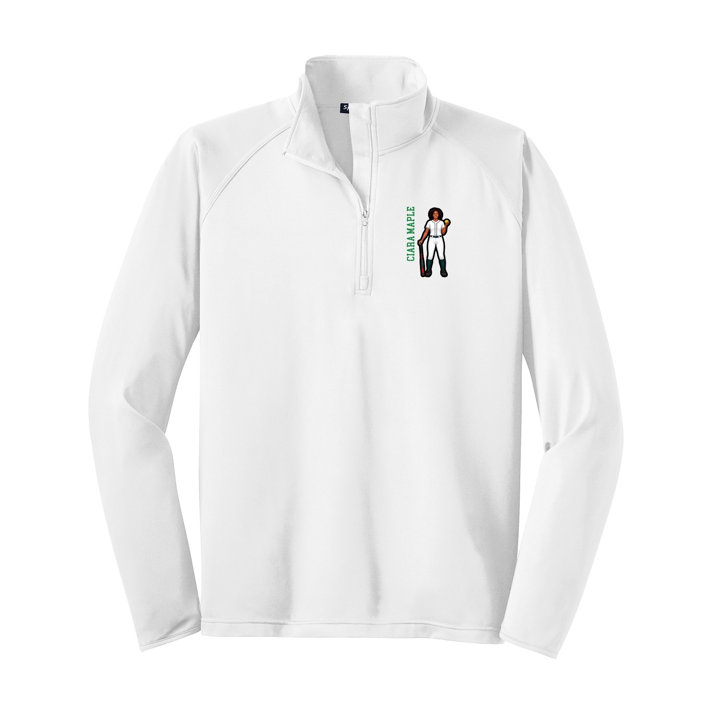 Q-Zip Pullover — Name Vertical in White