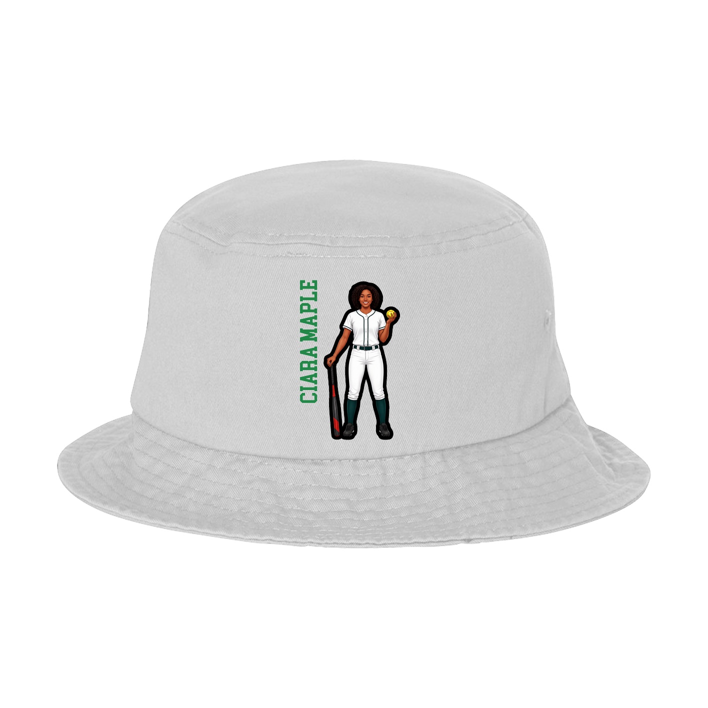 Bucket Cap — Name Vertical in White