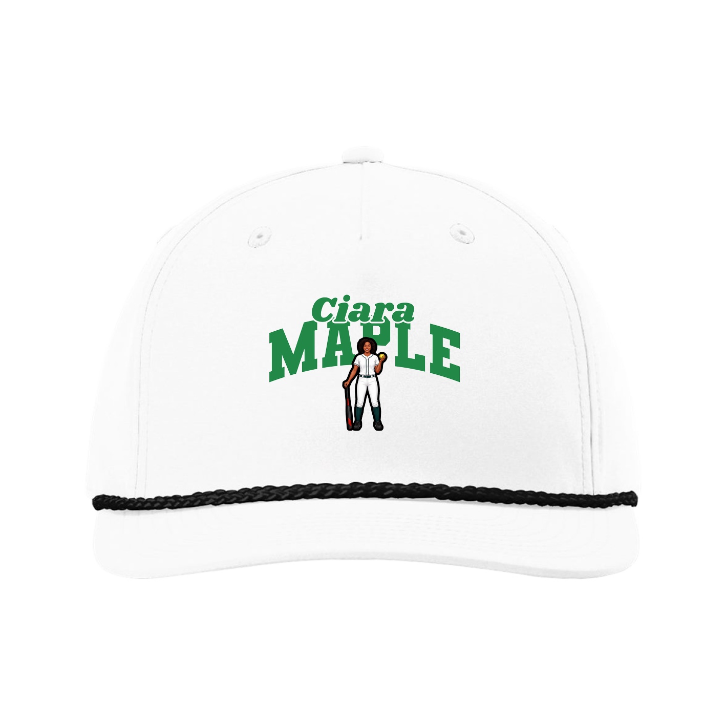 Five-Panel Classic Rope Cap — Signature Arch in White