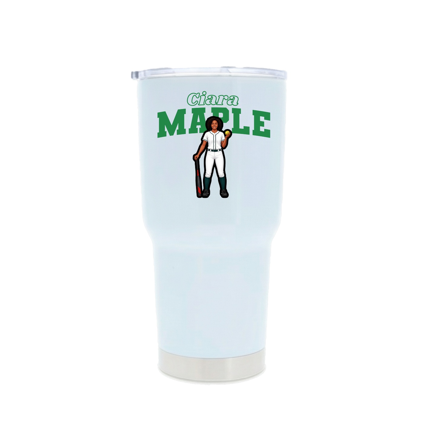 30oz Stainless Steel Tumbler — Name Arch in White