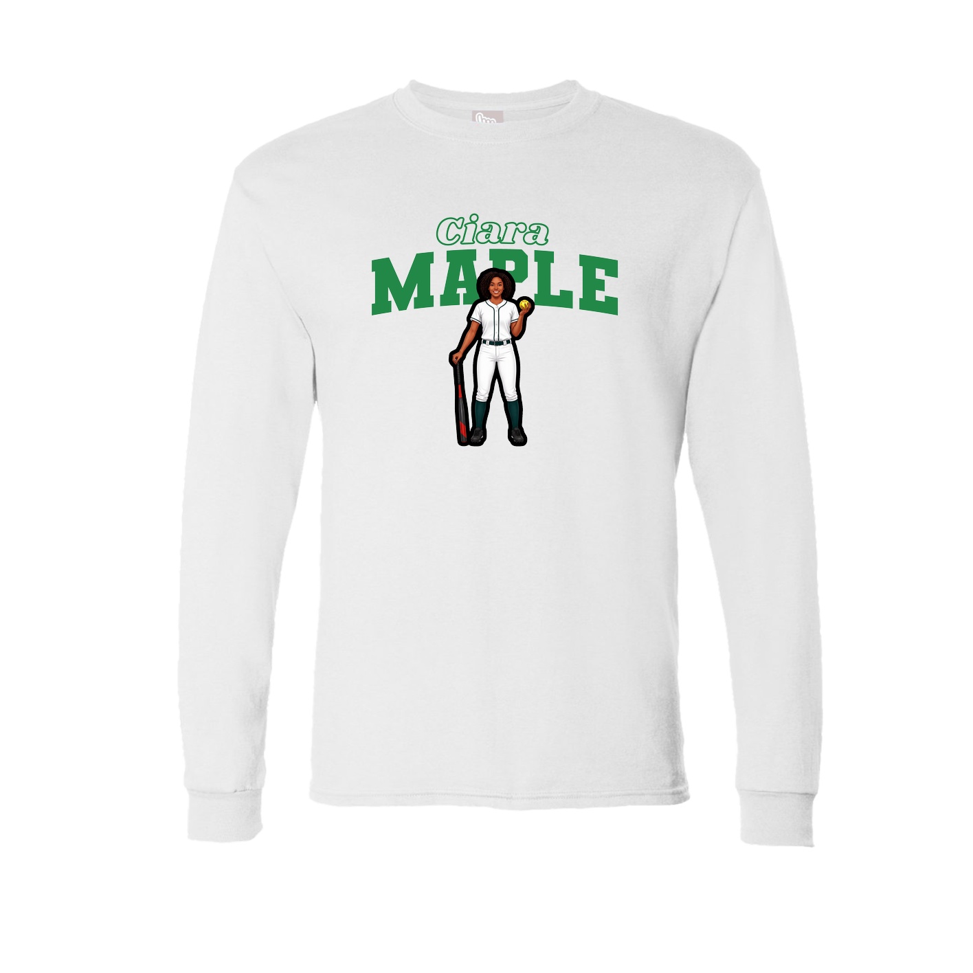 Long Sleeve Tee — Name Arch in White