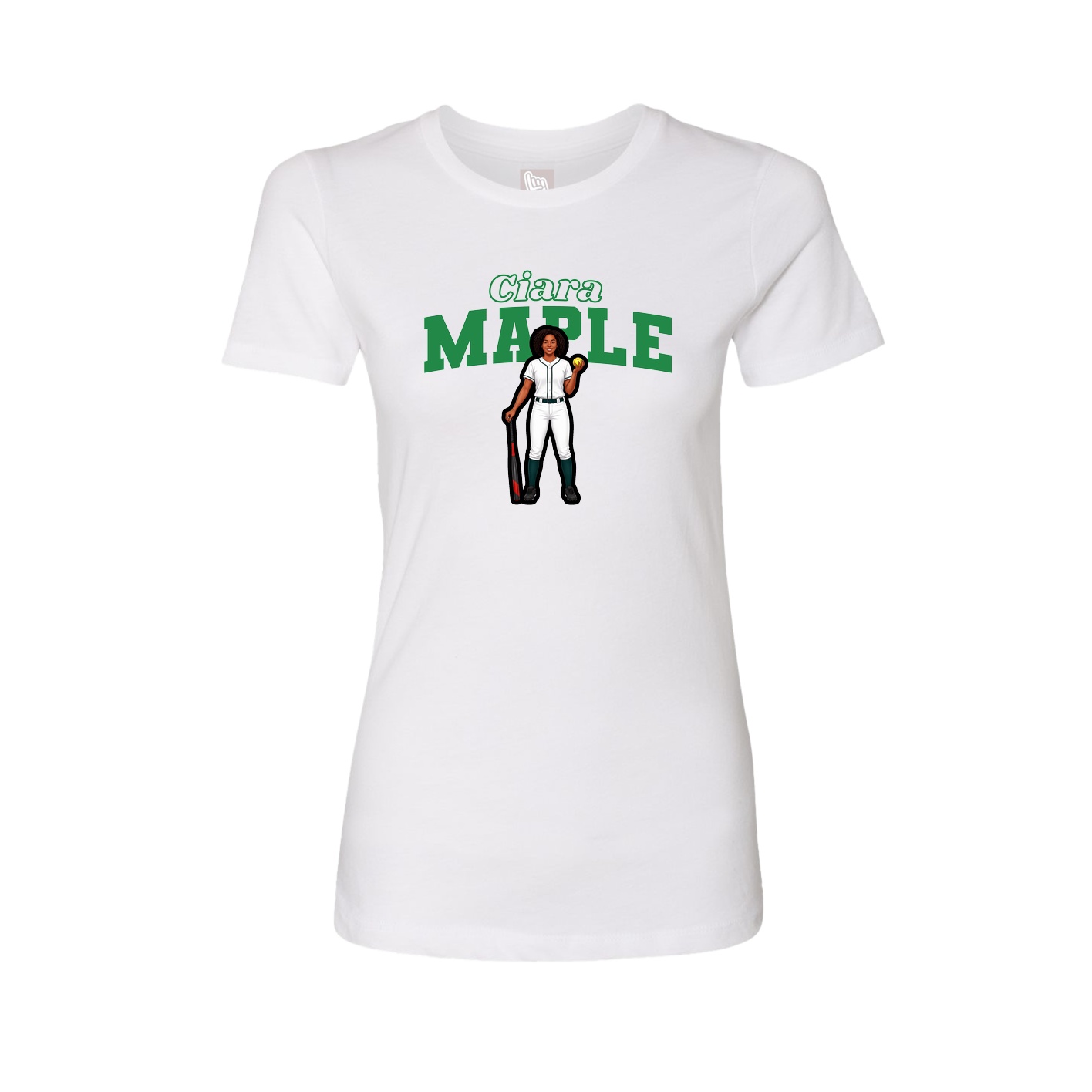 Fitted Women's Tee — Name Arch in White