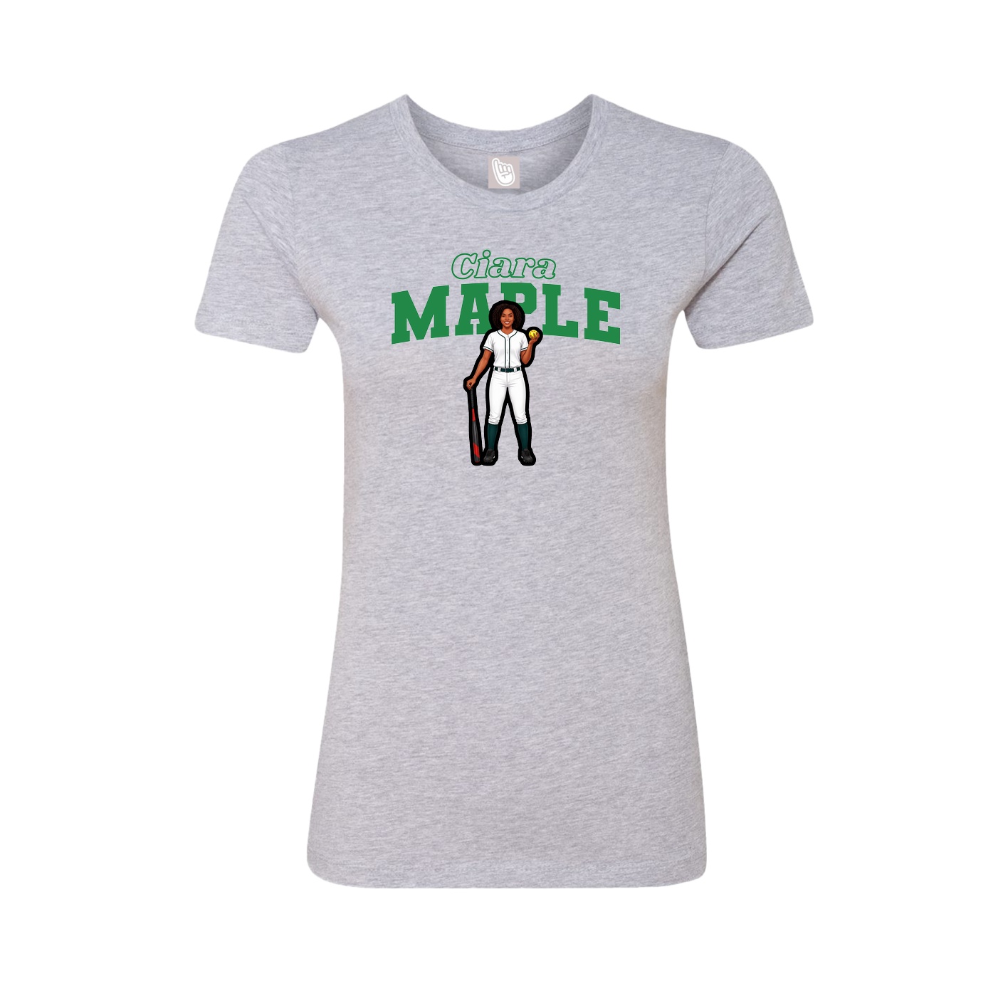 Fitted Women's Tee — Name Arch in Grey