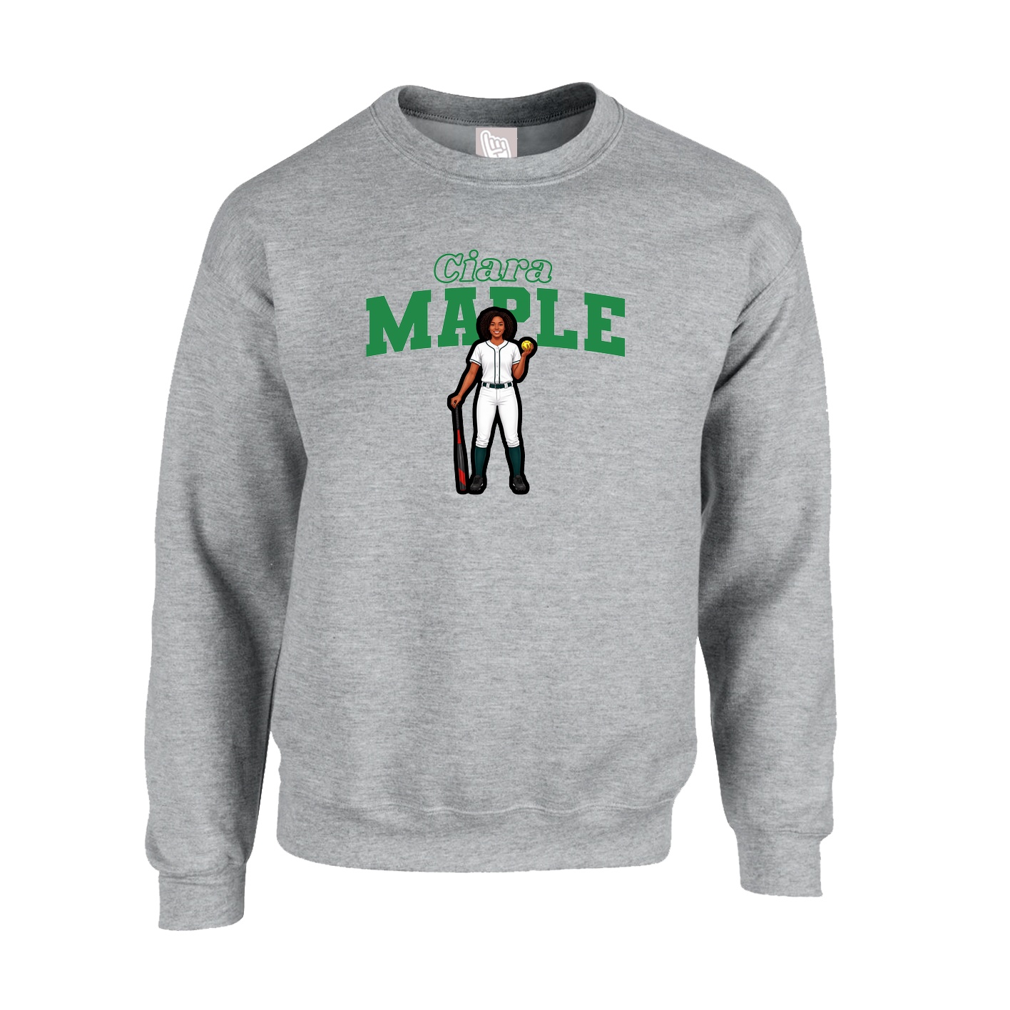 Fleece Crew — Name Arch in Grey