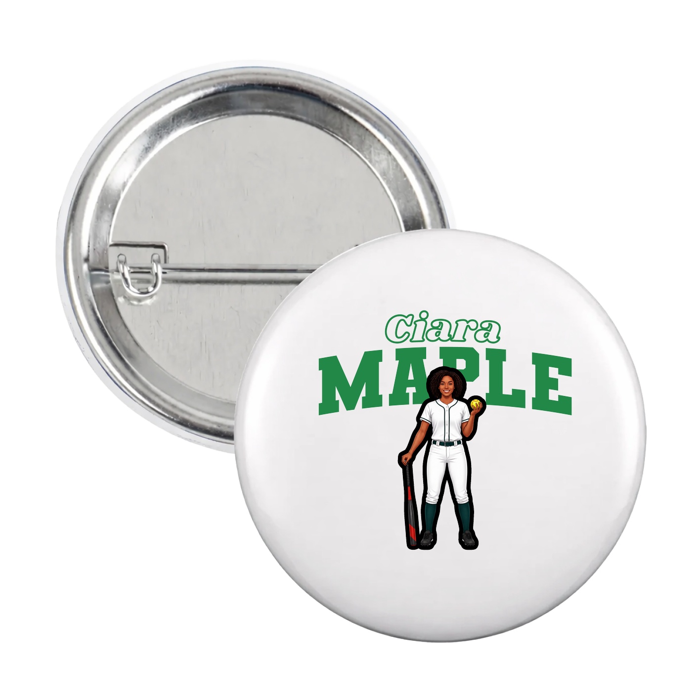 Game Day Button — Name Arch in White