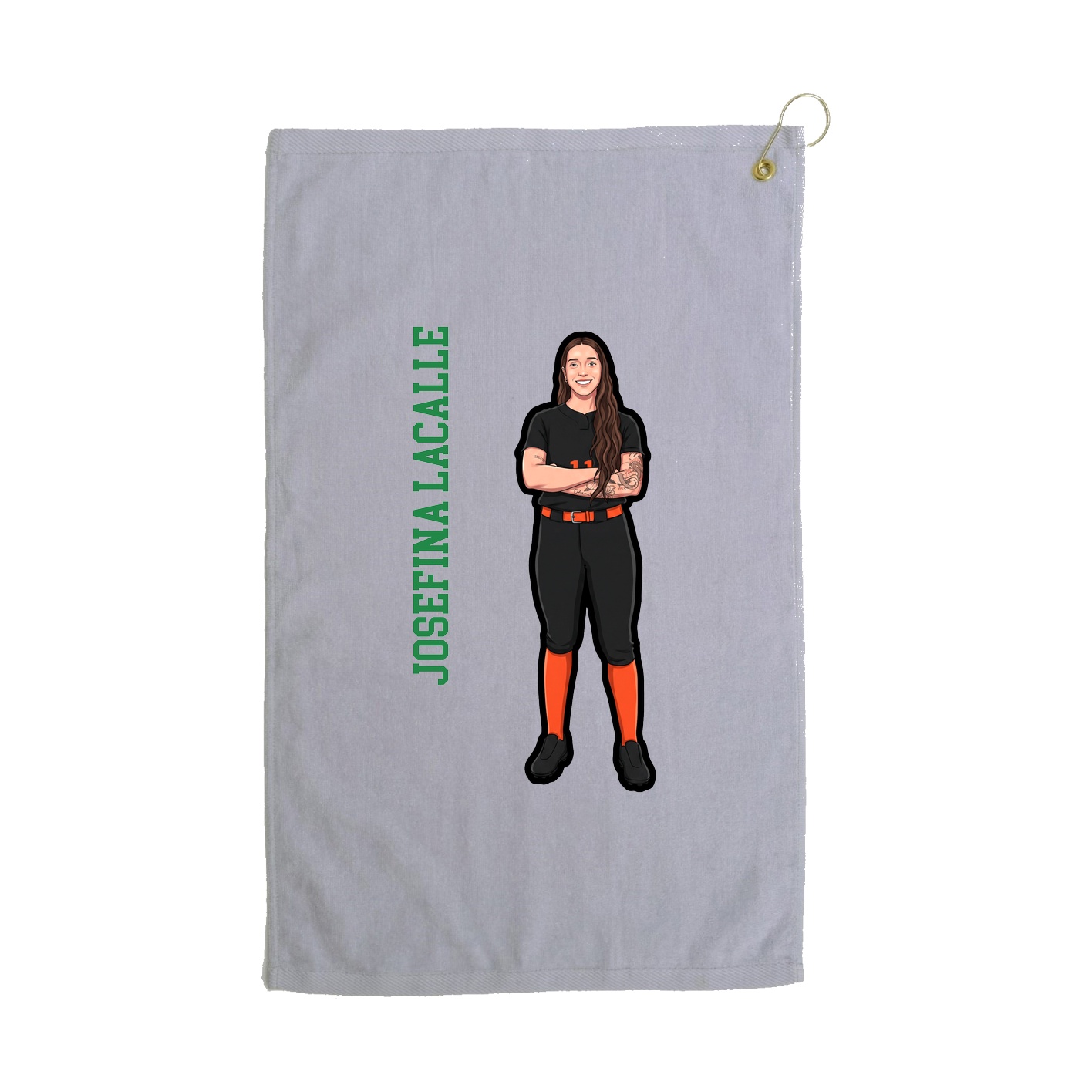 Golf Towel — Name Vertical in Grey