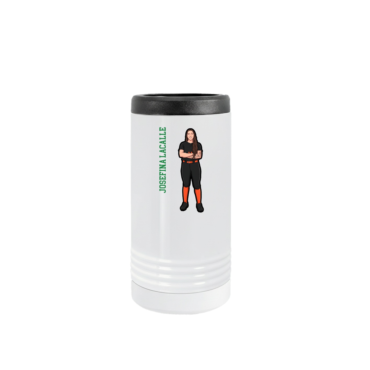 Slim Beverage Holder — Name Vertical in White