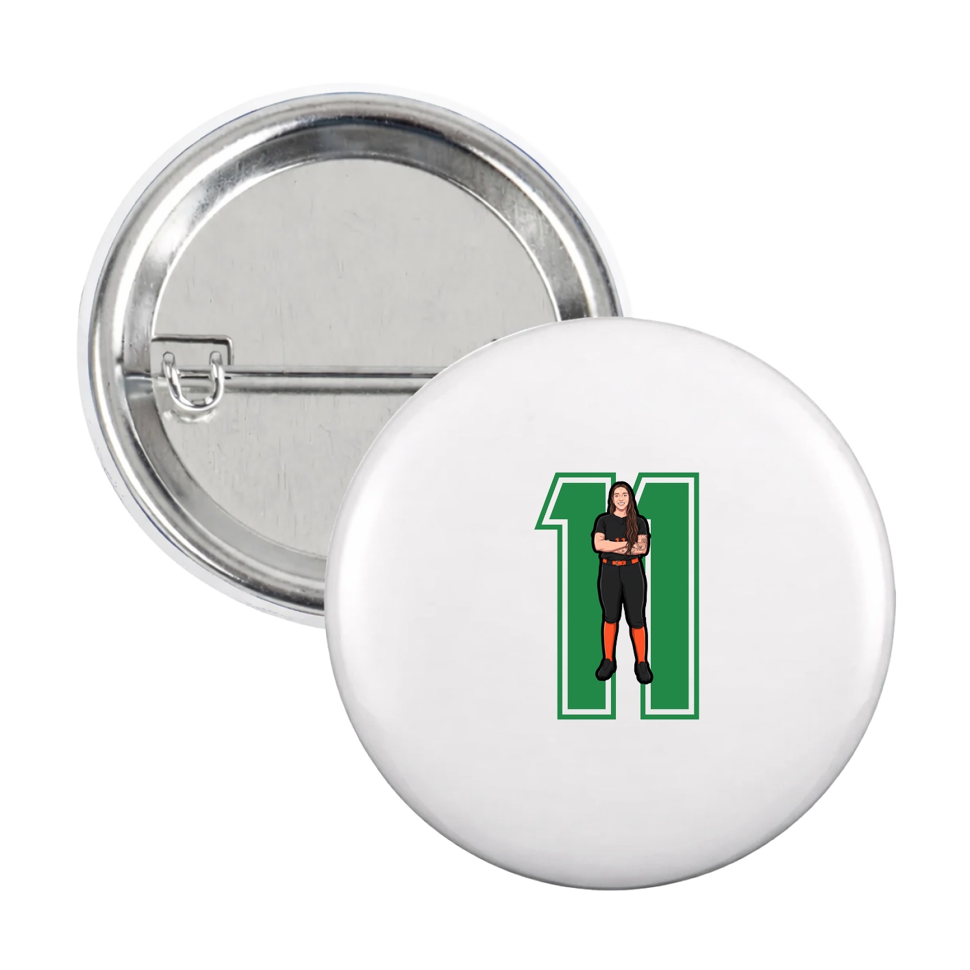 Game Day Button — Number in White