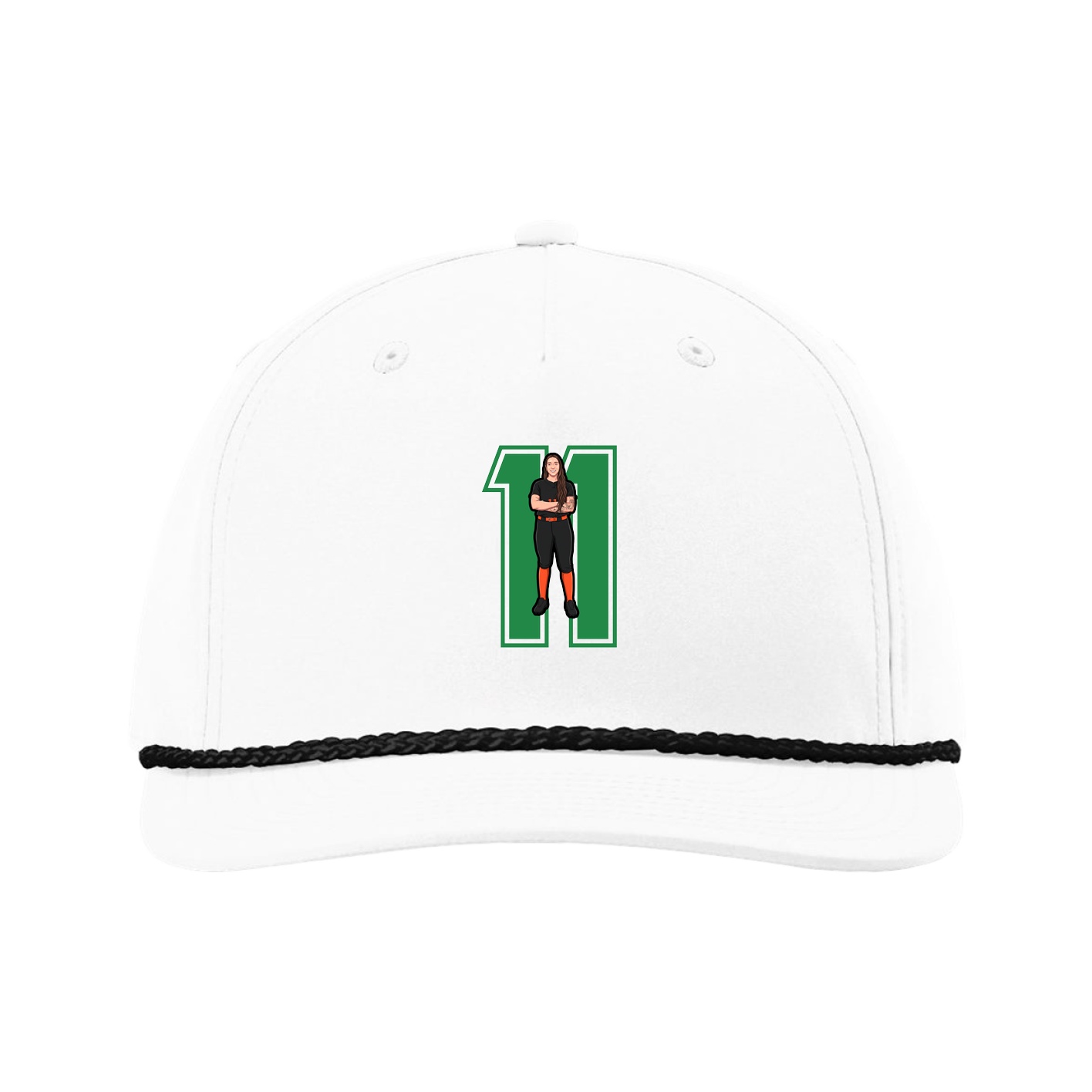 Five-Panel Classic Rope Cap — Number in White