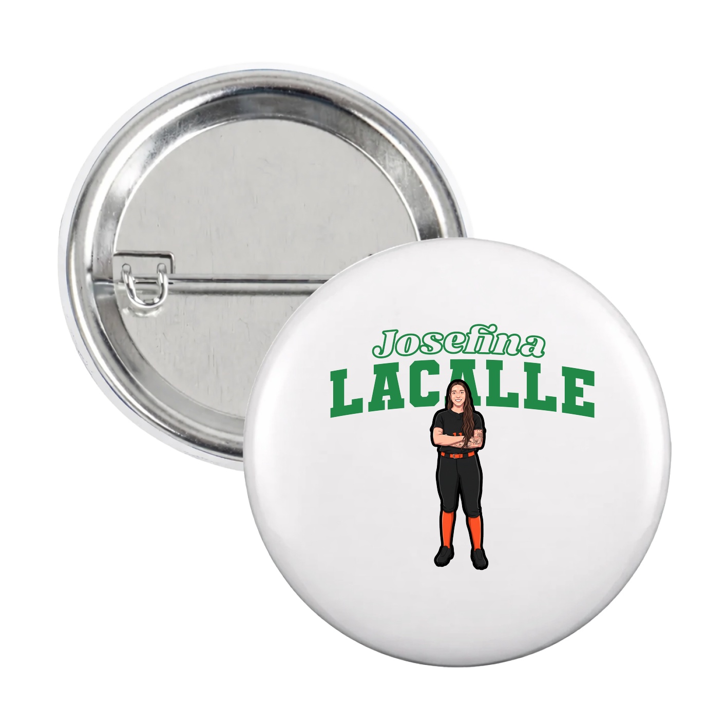 Game Day Button — Name Arch in White