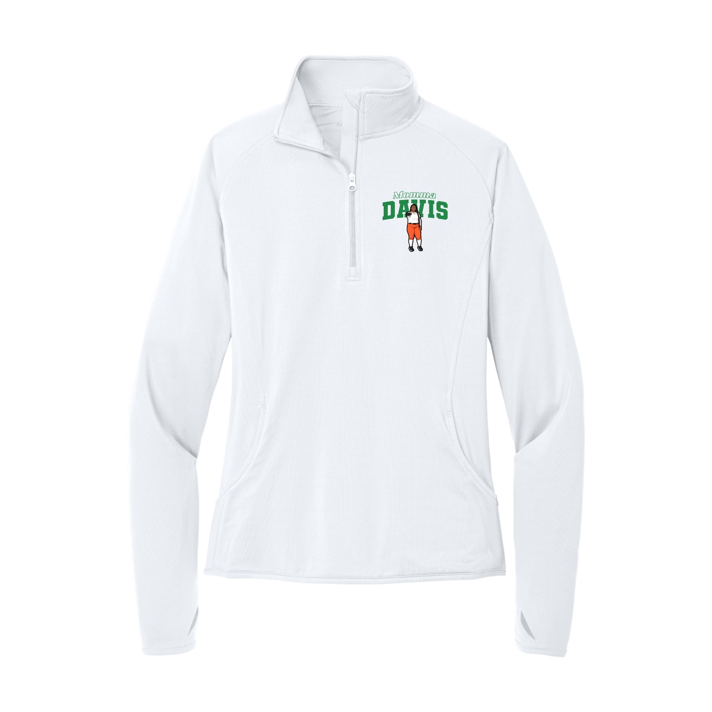 Women's Q-Zip Pullover — Mothers Day Block in White