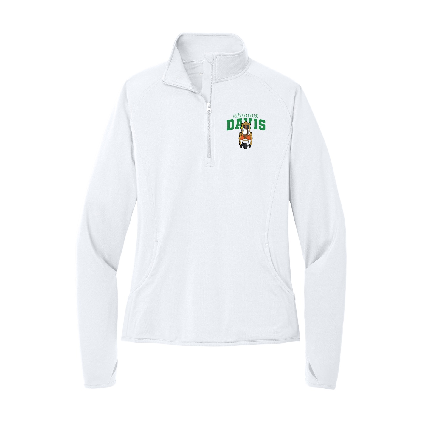 Women's Q-Zip Pullover — Mothers Day Block in White