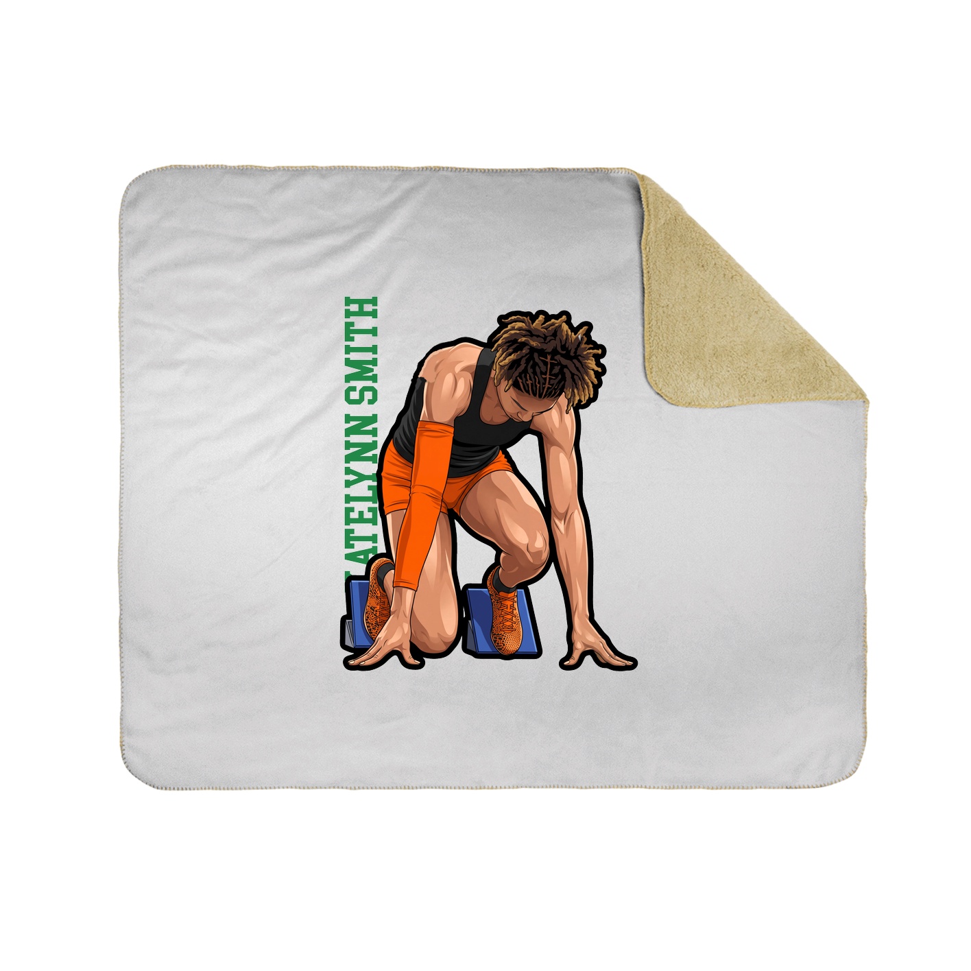 Throw Blanket — Name Vertical in White