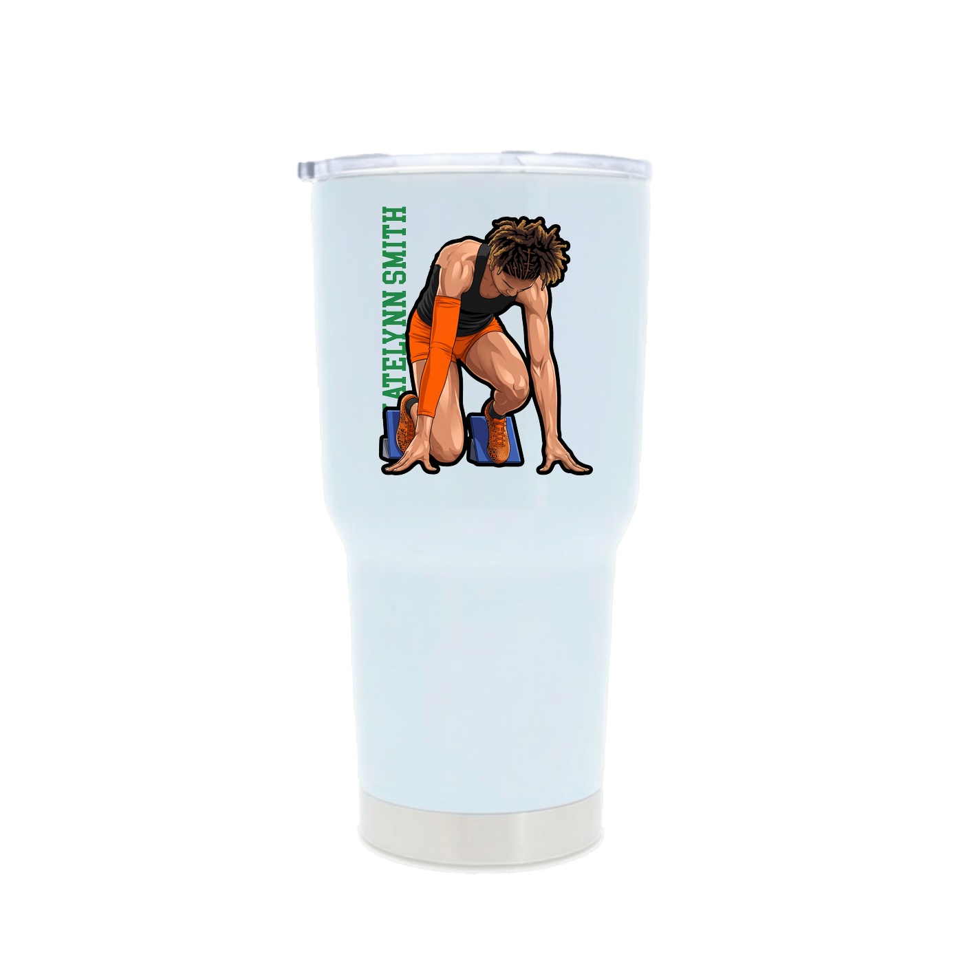 30oz Stainless Steel Tumbler — Name Vertical in White