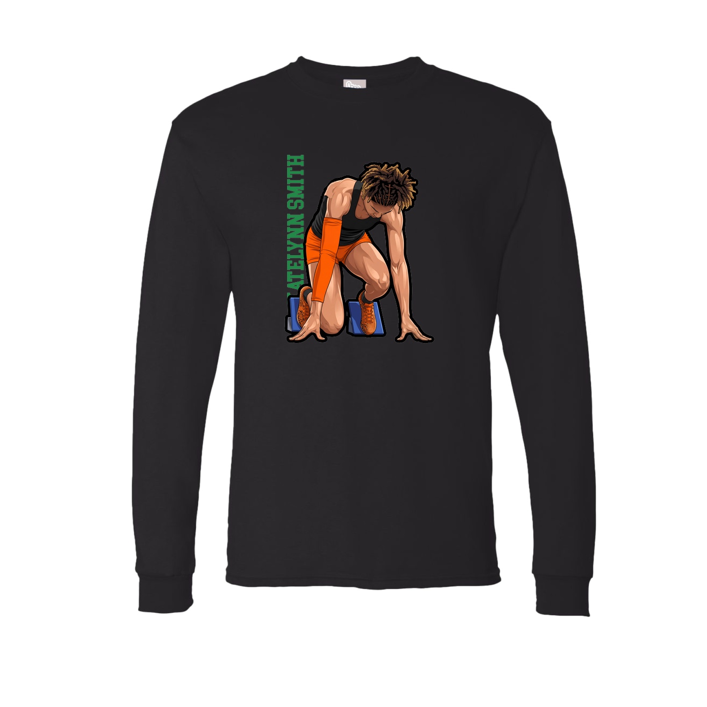 Long Sleeve Tee — Name Vertical in Black