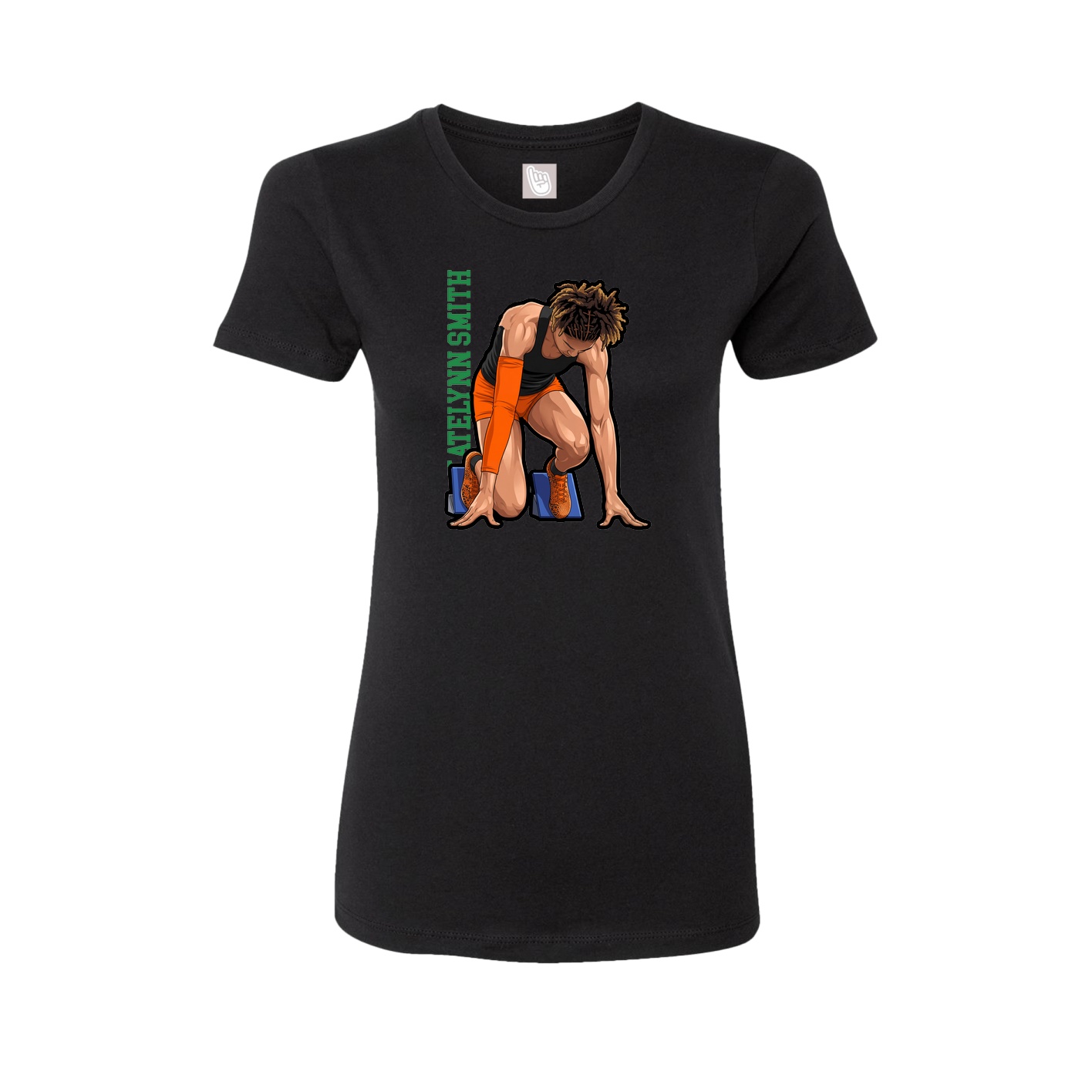 Womens Tee — Name Vertical in Black