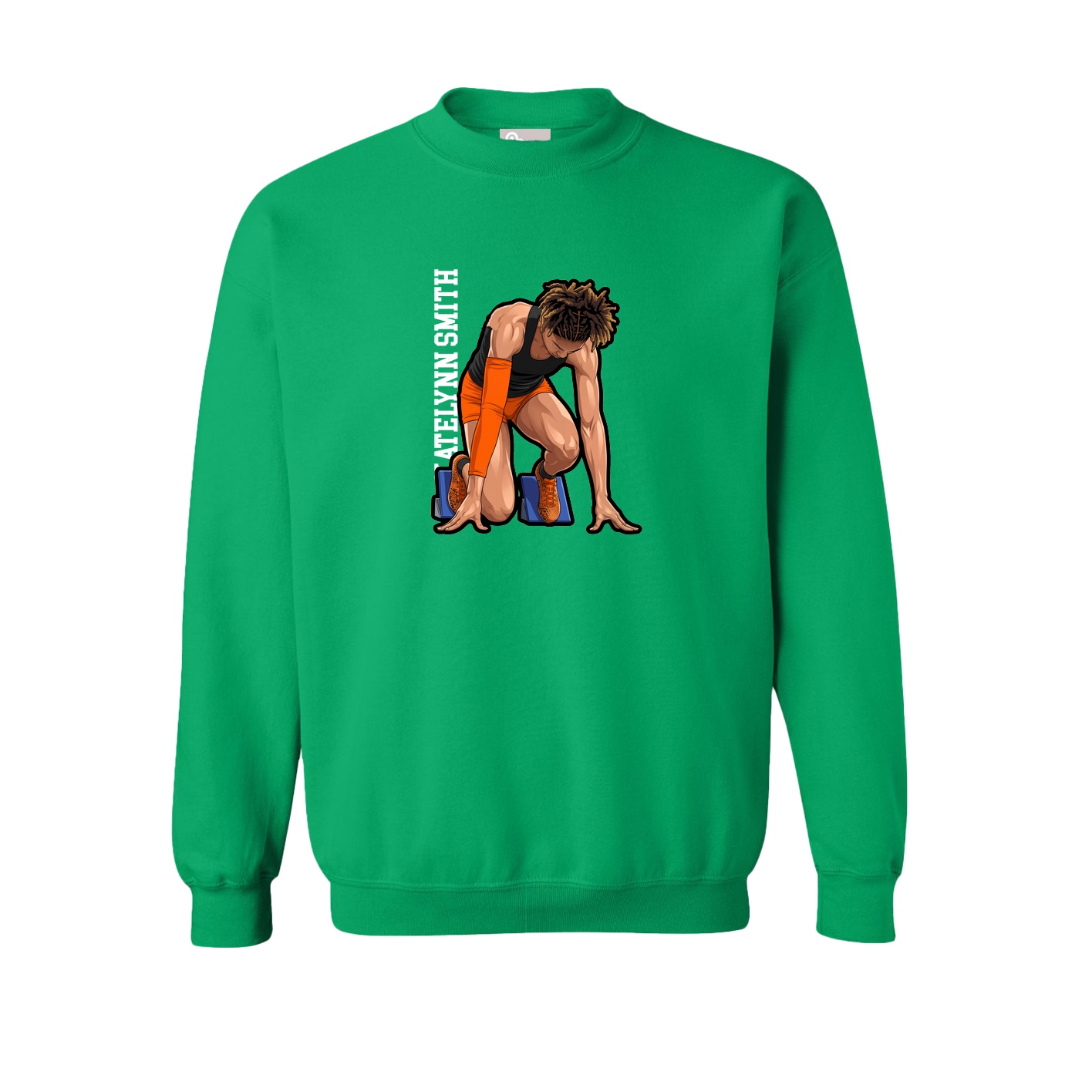 Fleece Crew — Name Vertical in Green
