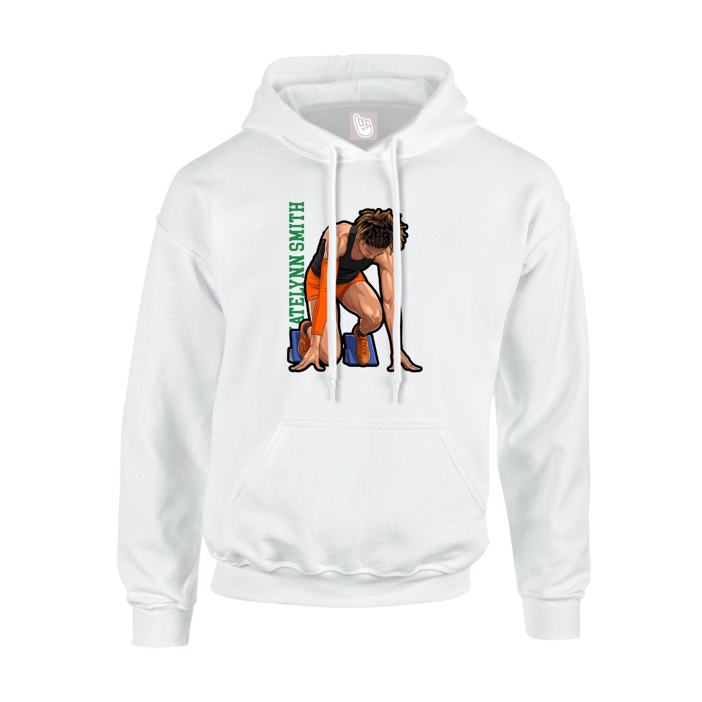 Youth Hoodie — Name Vertical in White