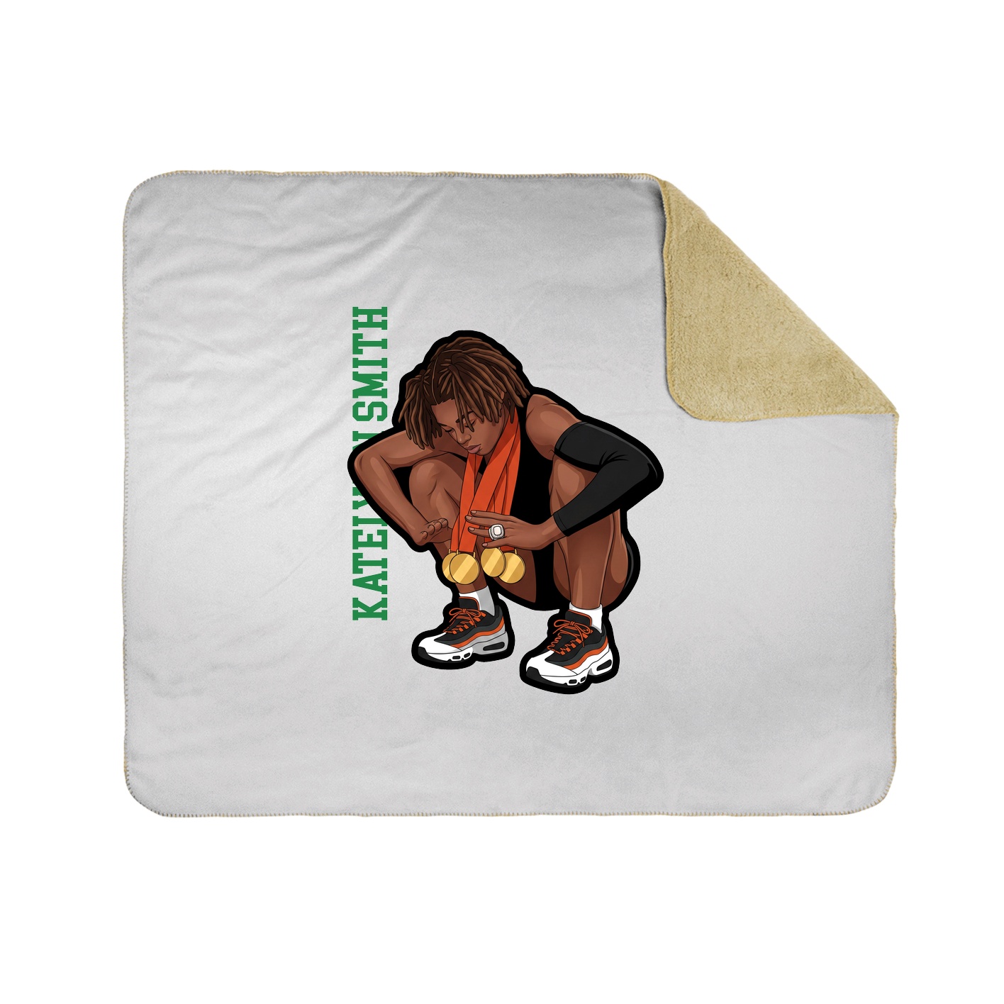 Throw Blanket — Name Vertical in White