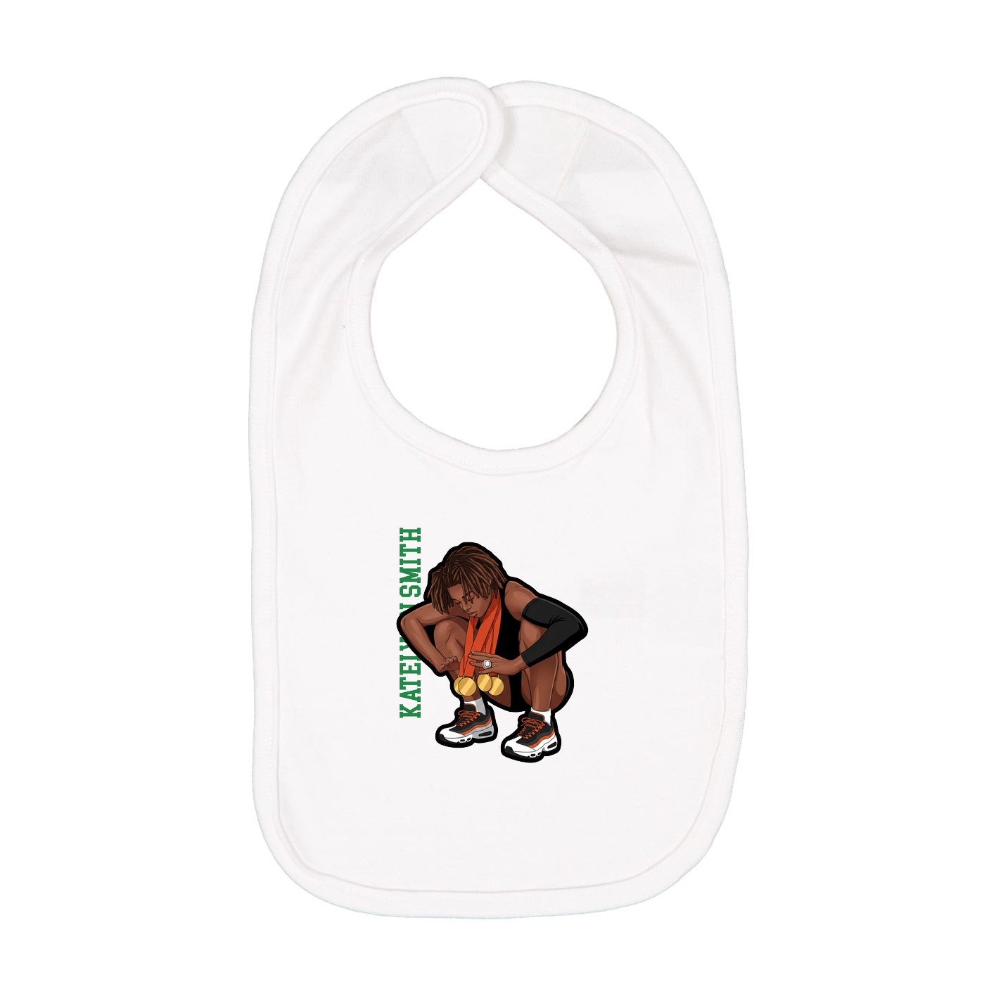Infant Bib — Name Vertical in White
