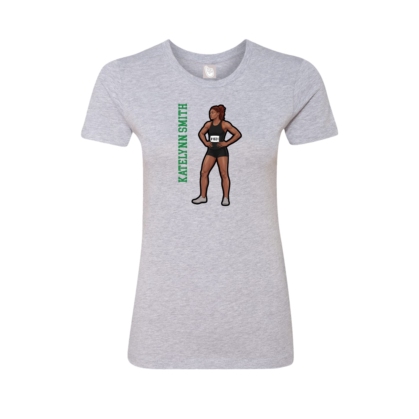 Womens Tee — Name Vertical in Grey