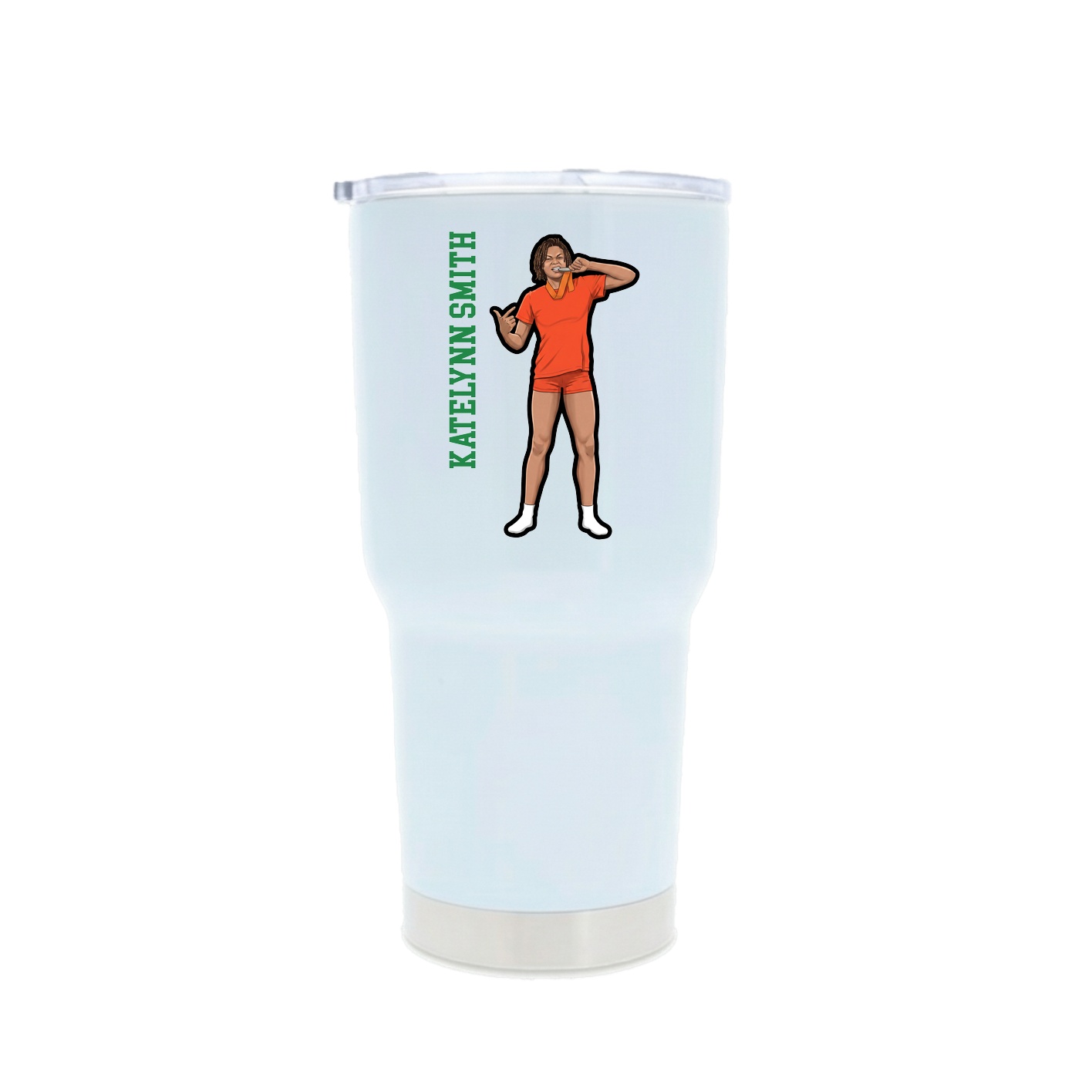 30oz Stainless Steel Tumbler — Name Vertical in White