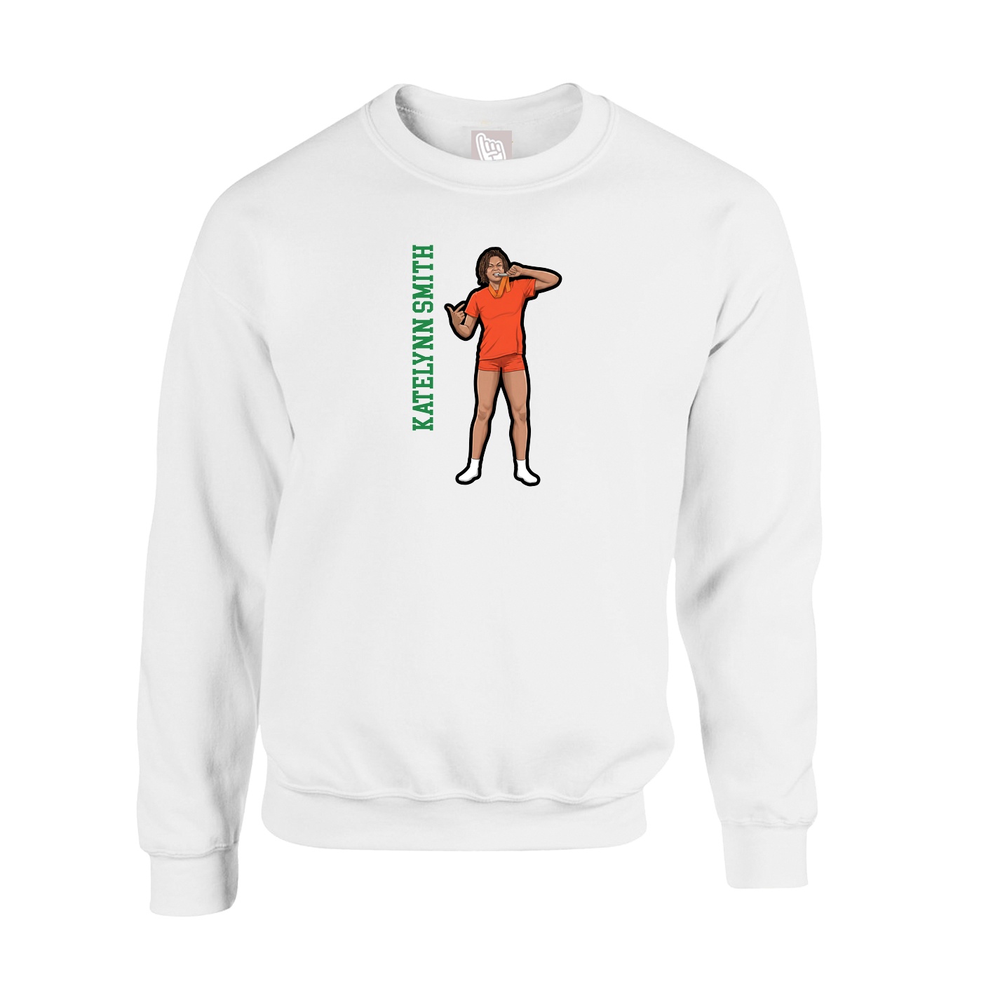 Fleece Crew — Name Vertical in White