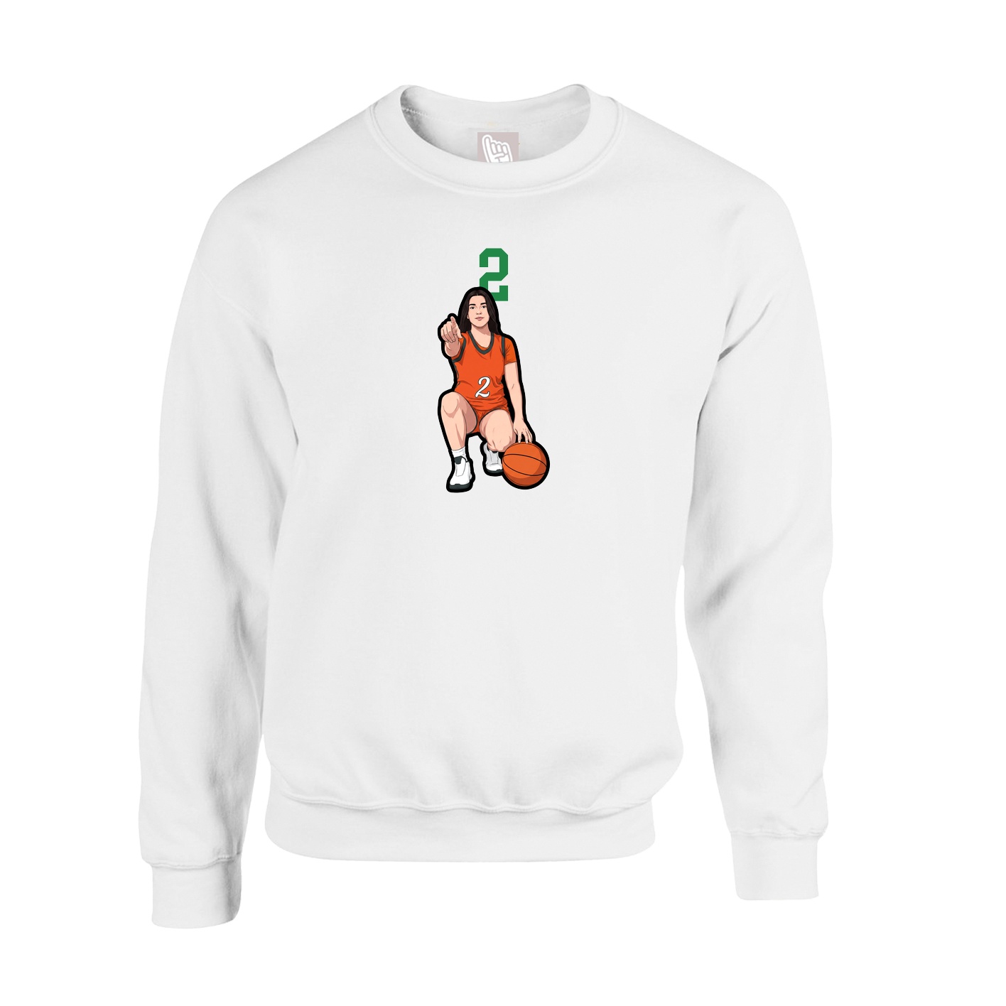Fleece Crew — Number Top in White