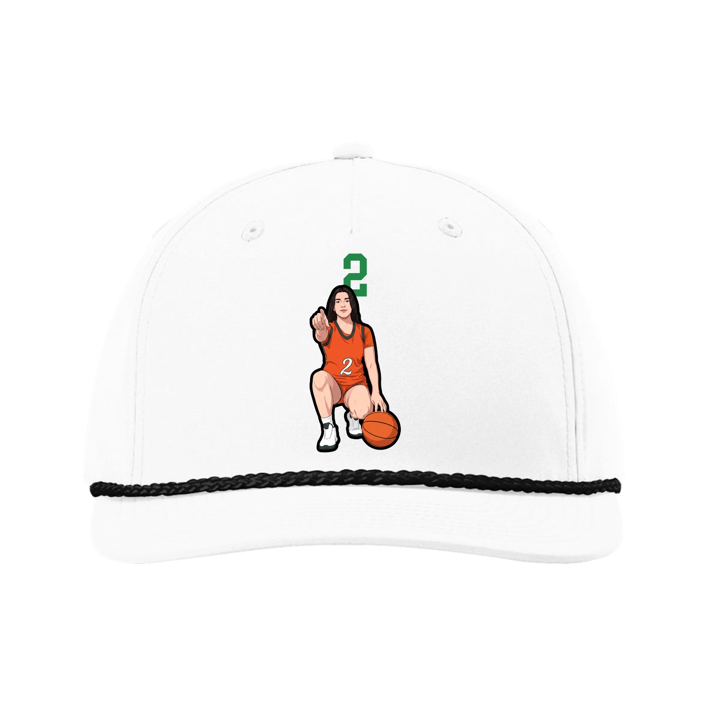 Five-Panel Classic Rope Cap — Number Top in White