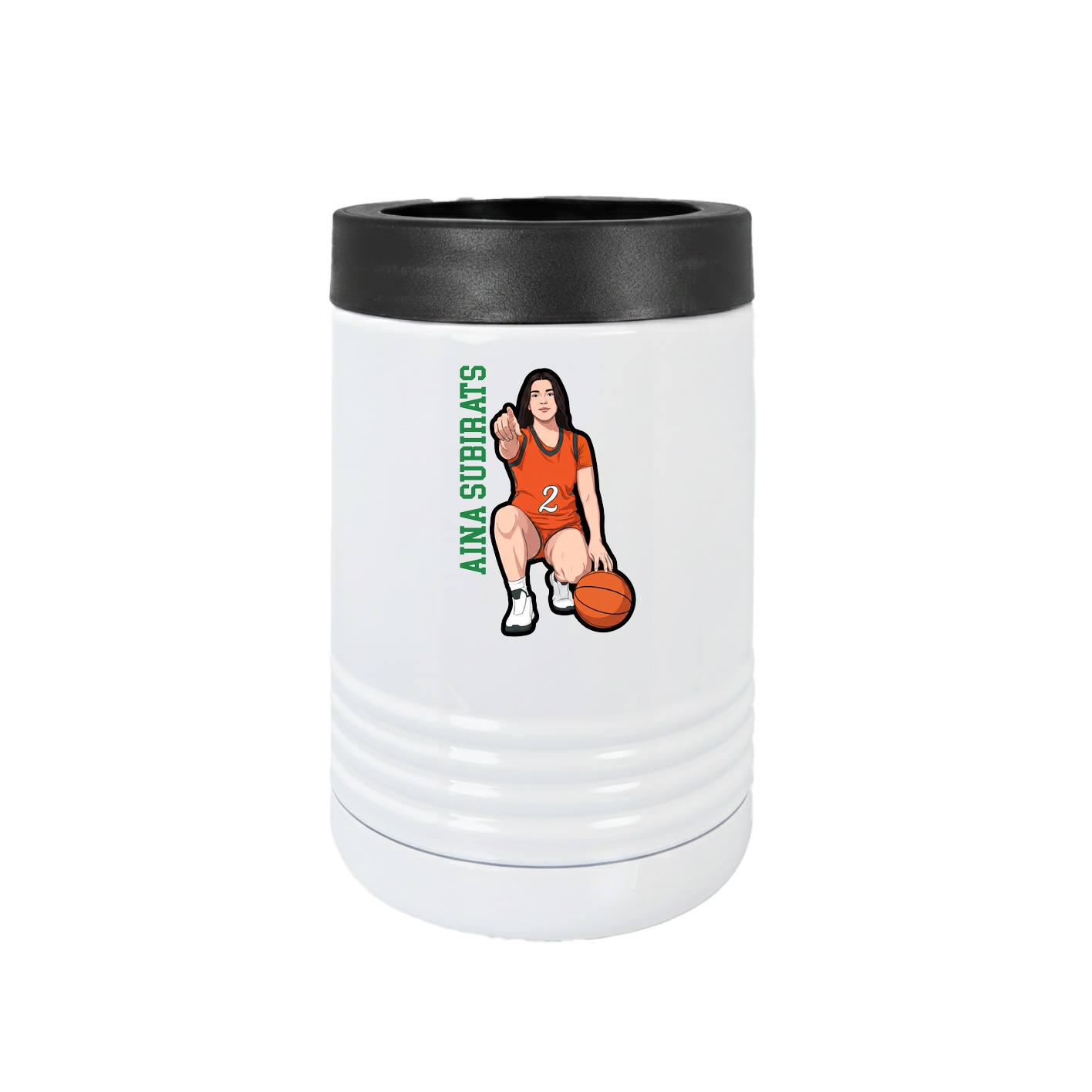 Beverage Holder — Name Vertical in White