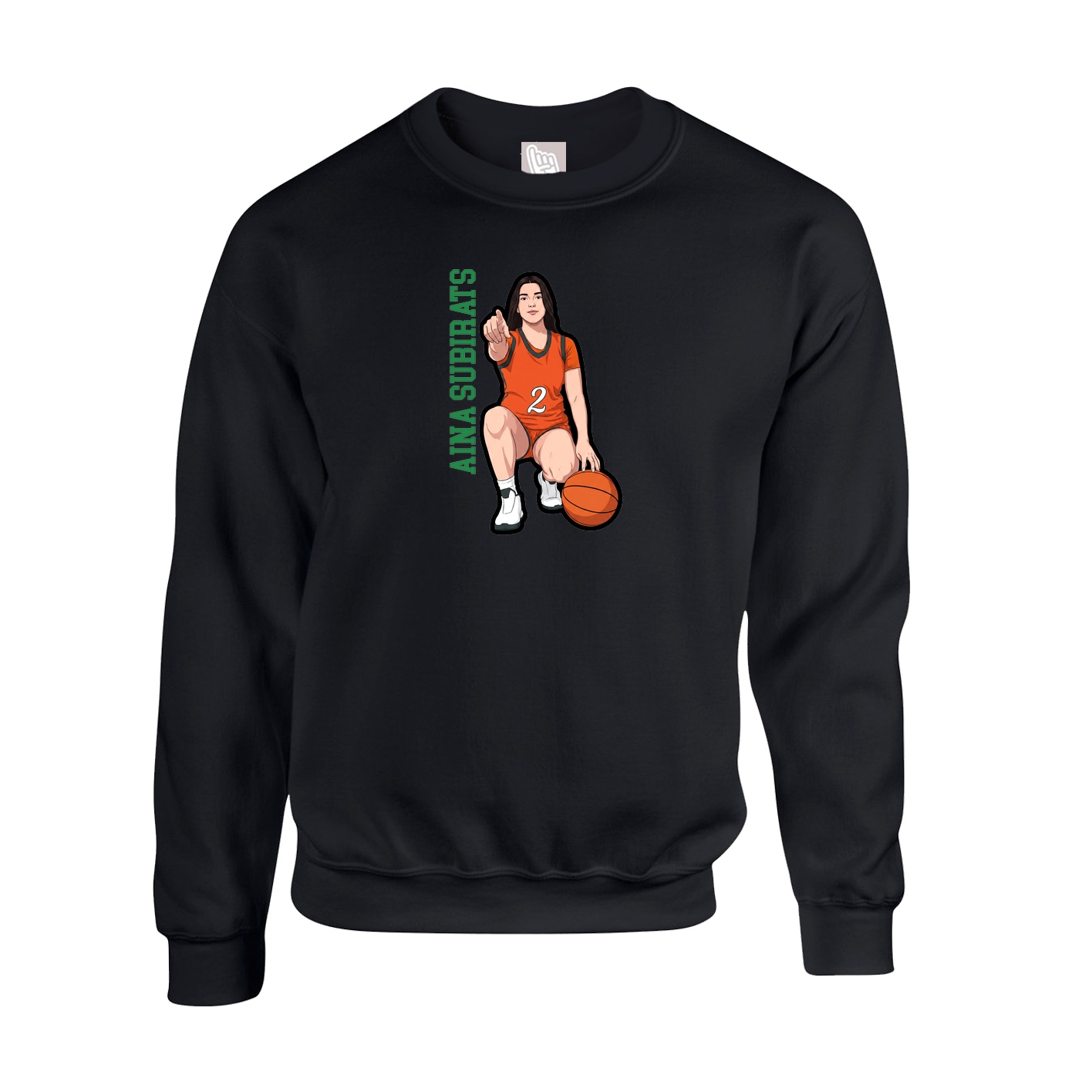 Fleece Crew — Name Vertical in Black