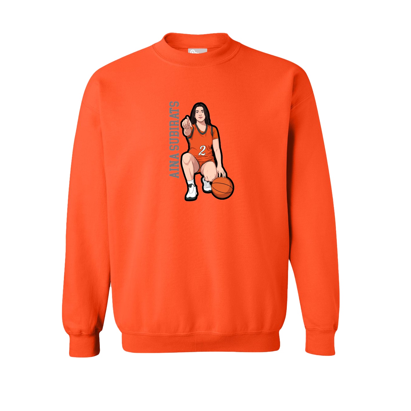 Fleece Crew — Name Vertical in Orange