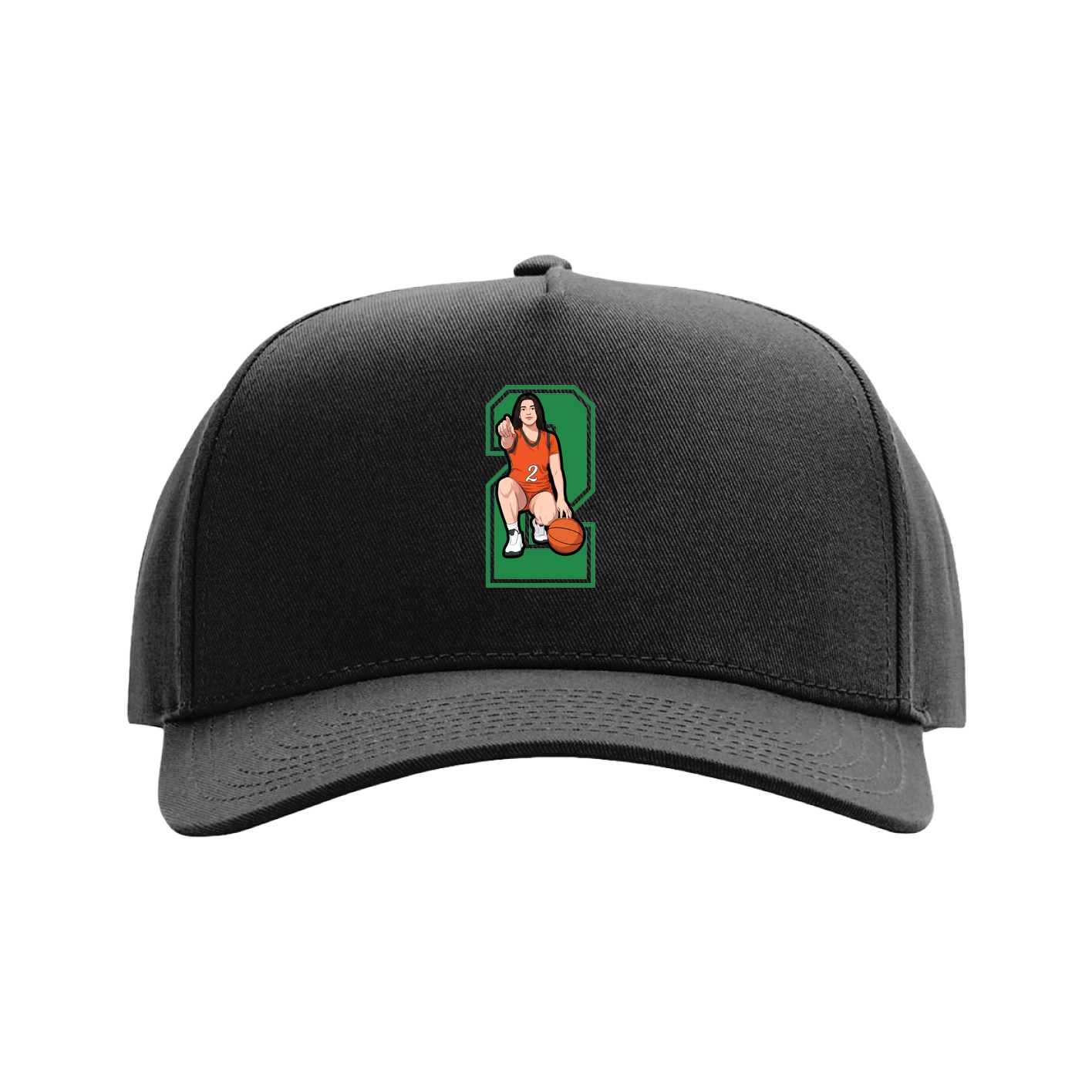 Full Fabric Five-Panel Champ Cap — Number in Black